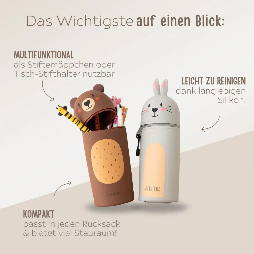 Stiftemäppchen Bär oder Hase personalisierbar - wunderwunsch