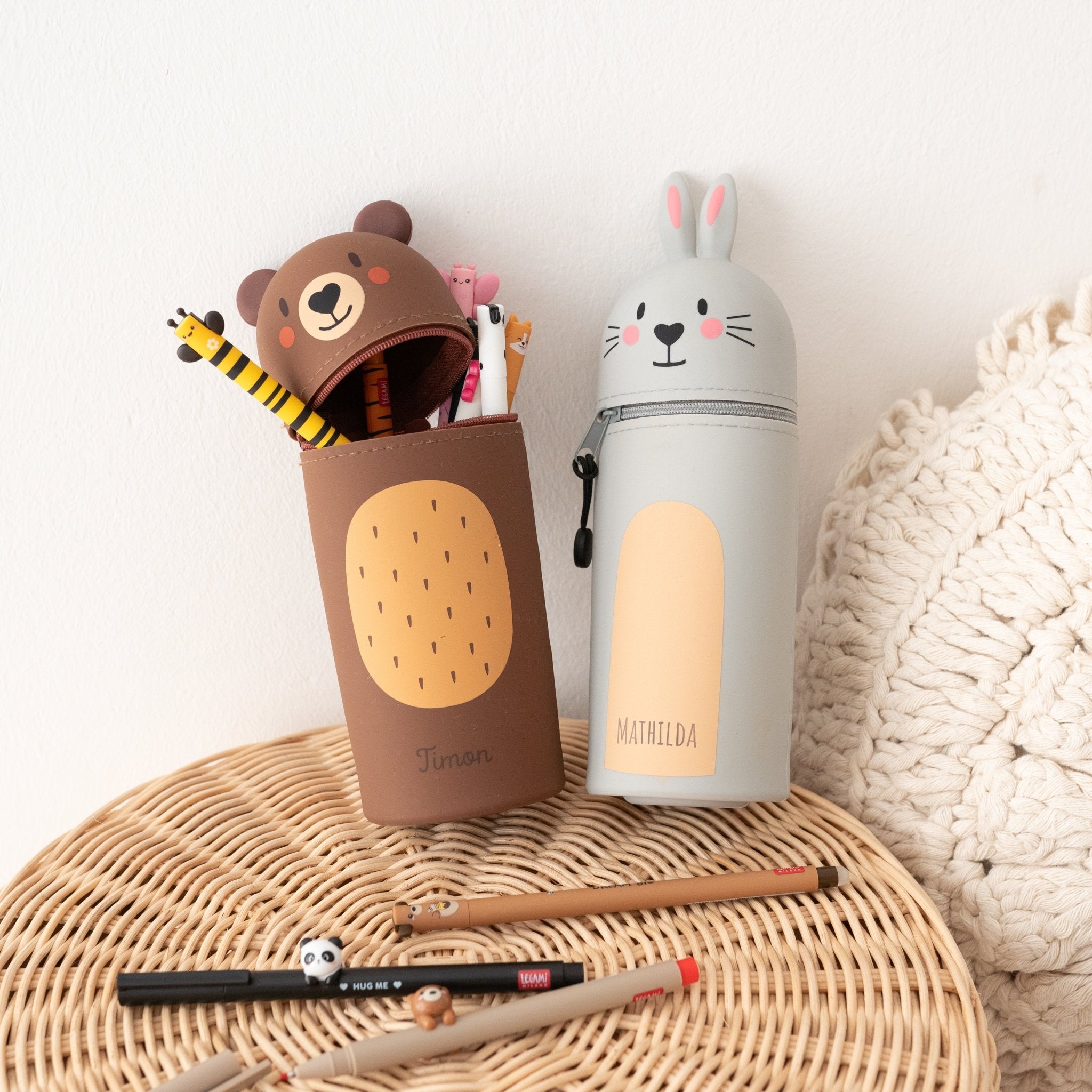 Stiftemäppchen Bär oder Hase personalisierbar - wunderwunsch