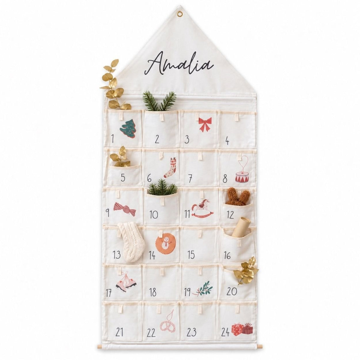 Stoff Adventskalender Haus personalisiert - Mädchen - wunderwunsch