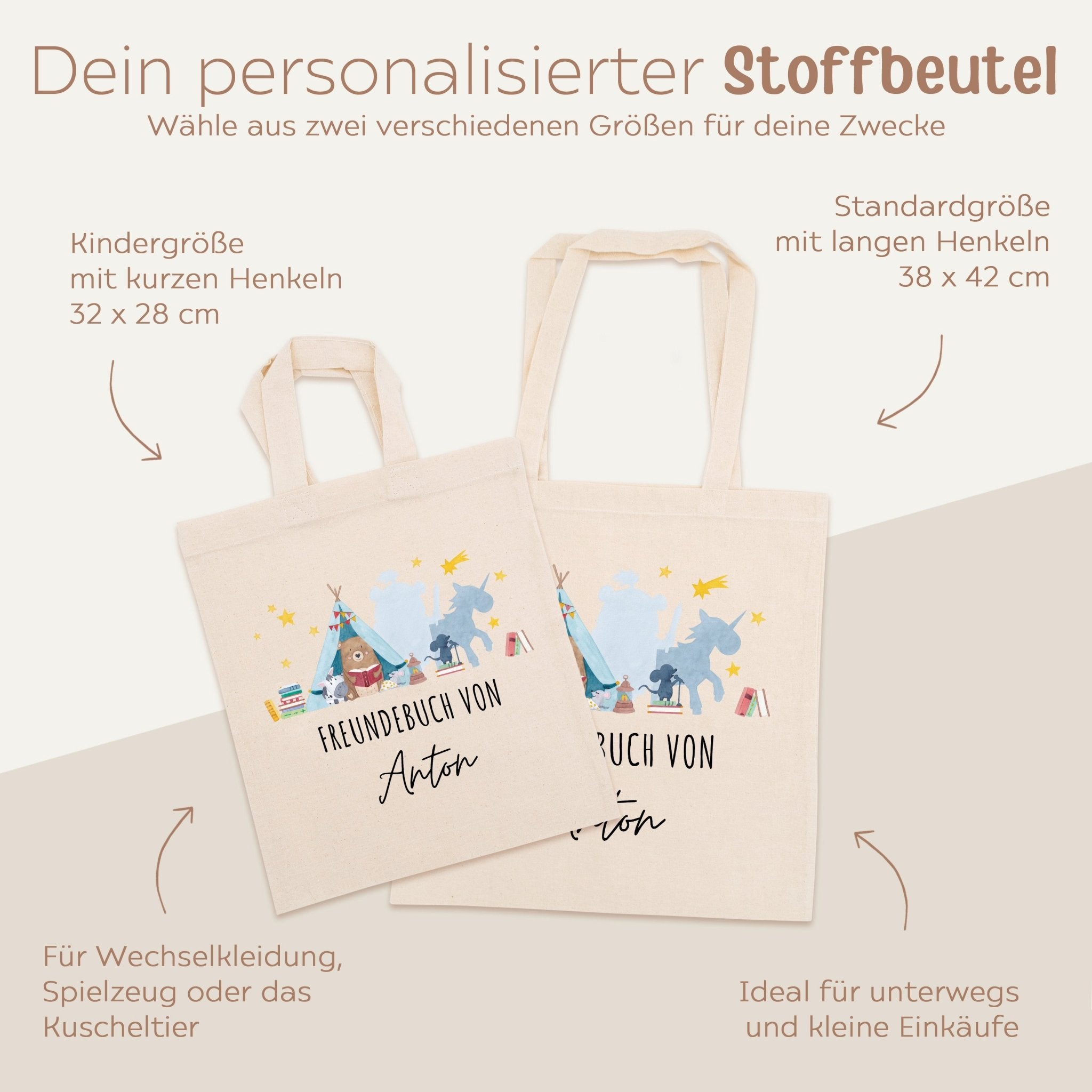 Stoffbeutel "Freundebuch" personalisiert - wunderwunsch
