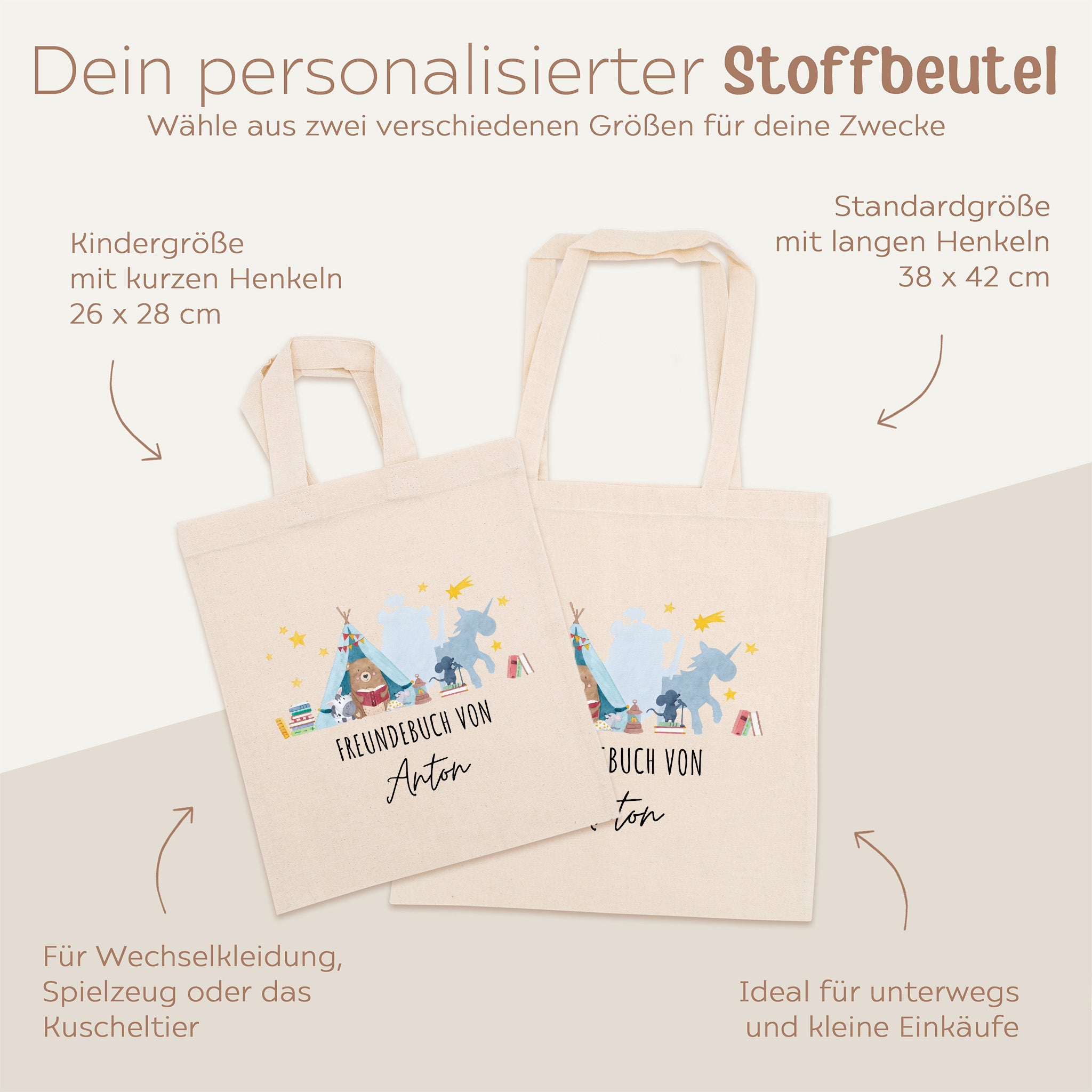 Stoffbeutel "Freundebuch" personalisiert - wunderwunsch
