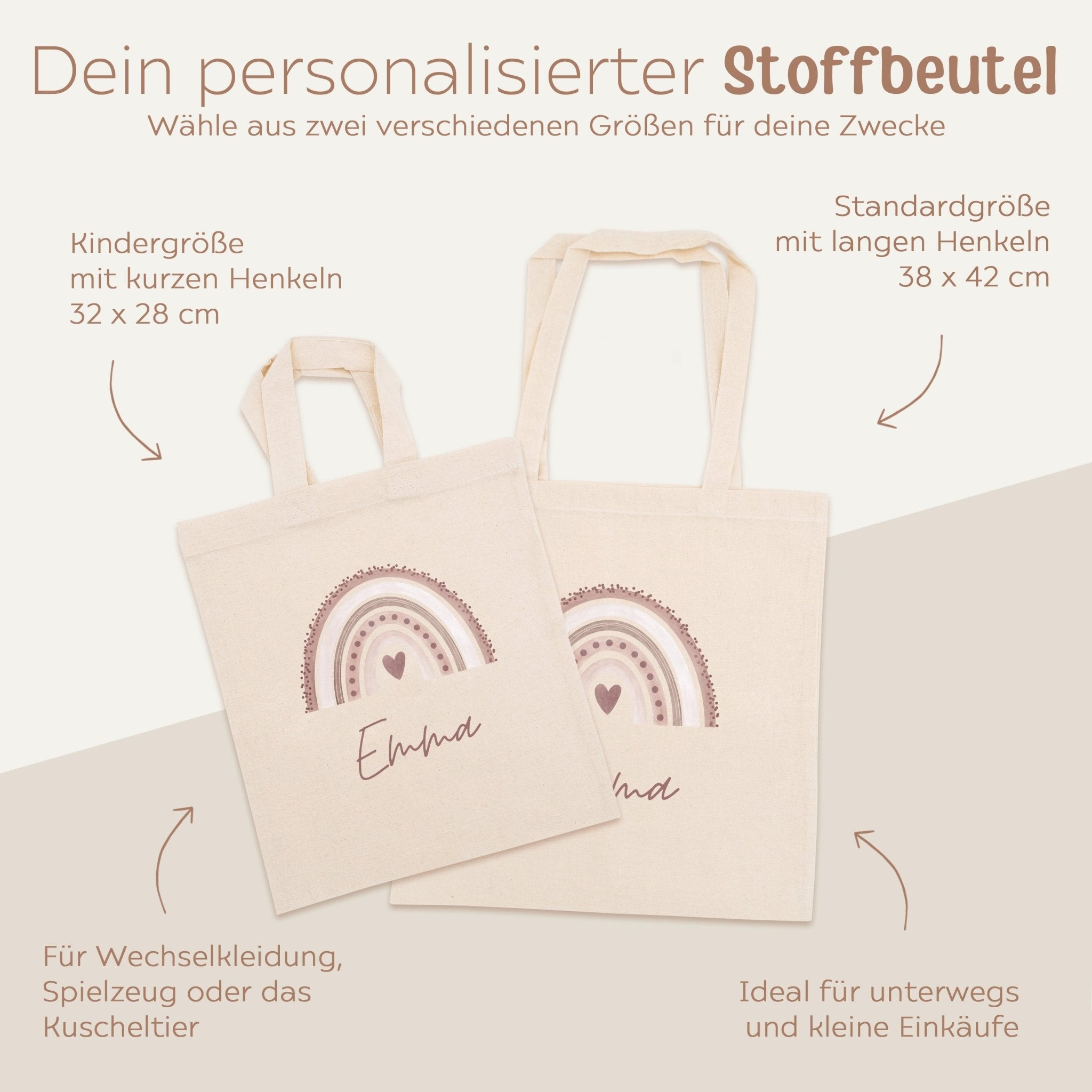 Stoffbeutel "Regenbogen" personalisiert - wunderwunsch