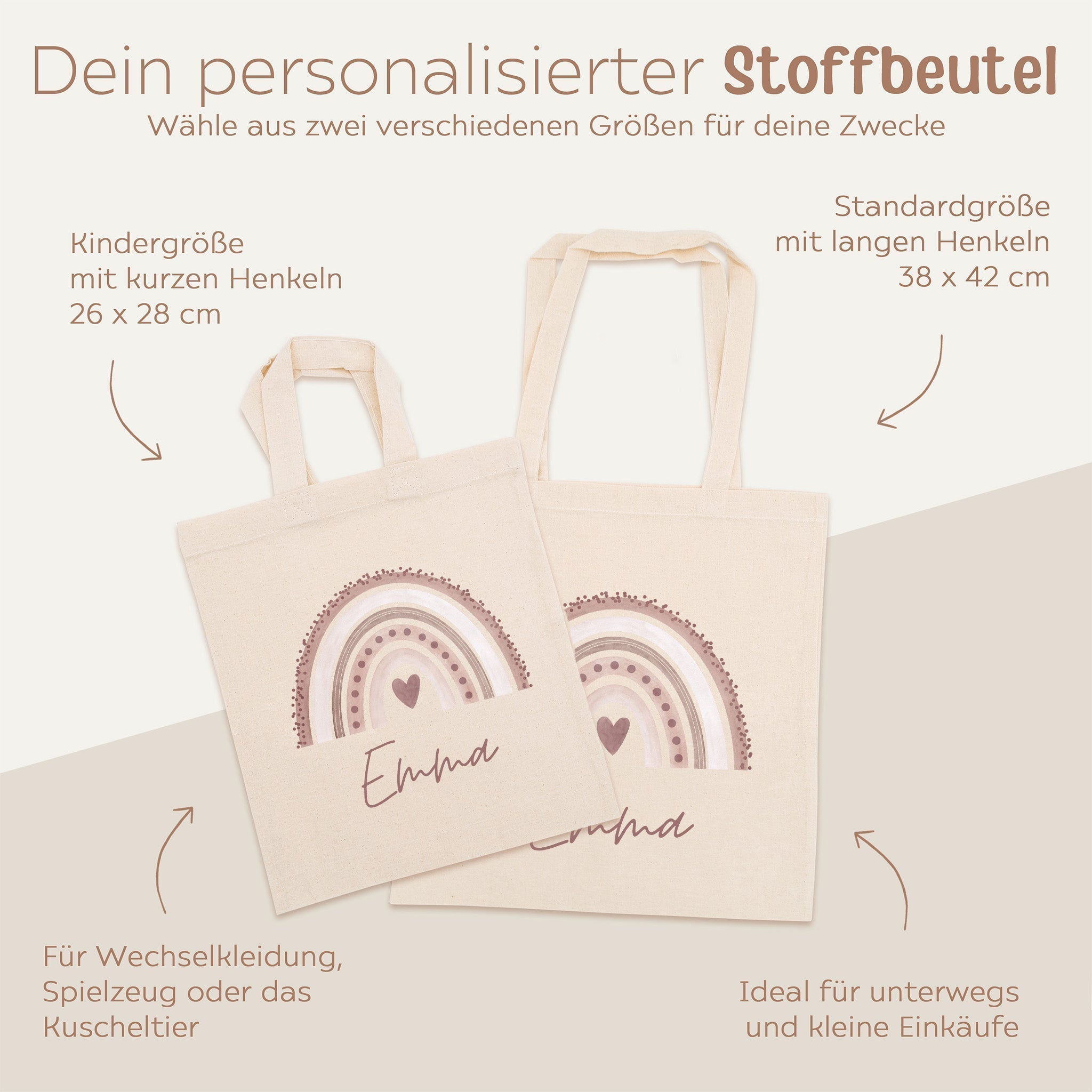 Stoffbeutel "Regenbogen" personalisiert - wunderwunsch