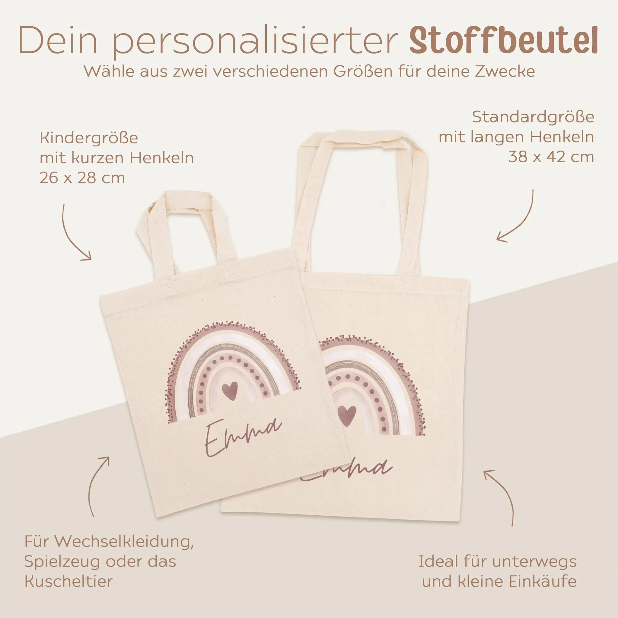 Stoffbeutel "Regenbogen" personalisiert - wunderwunsch