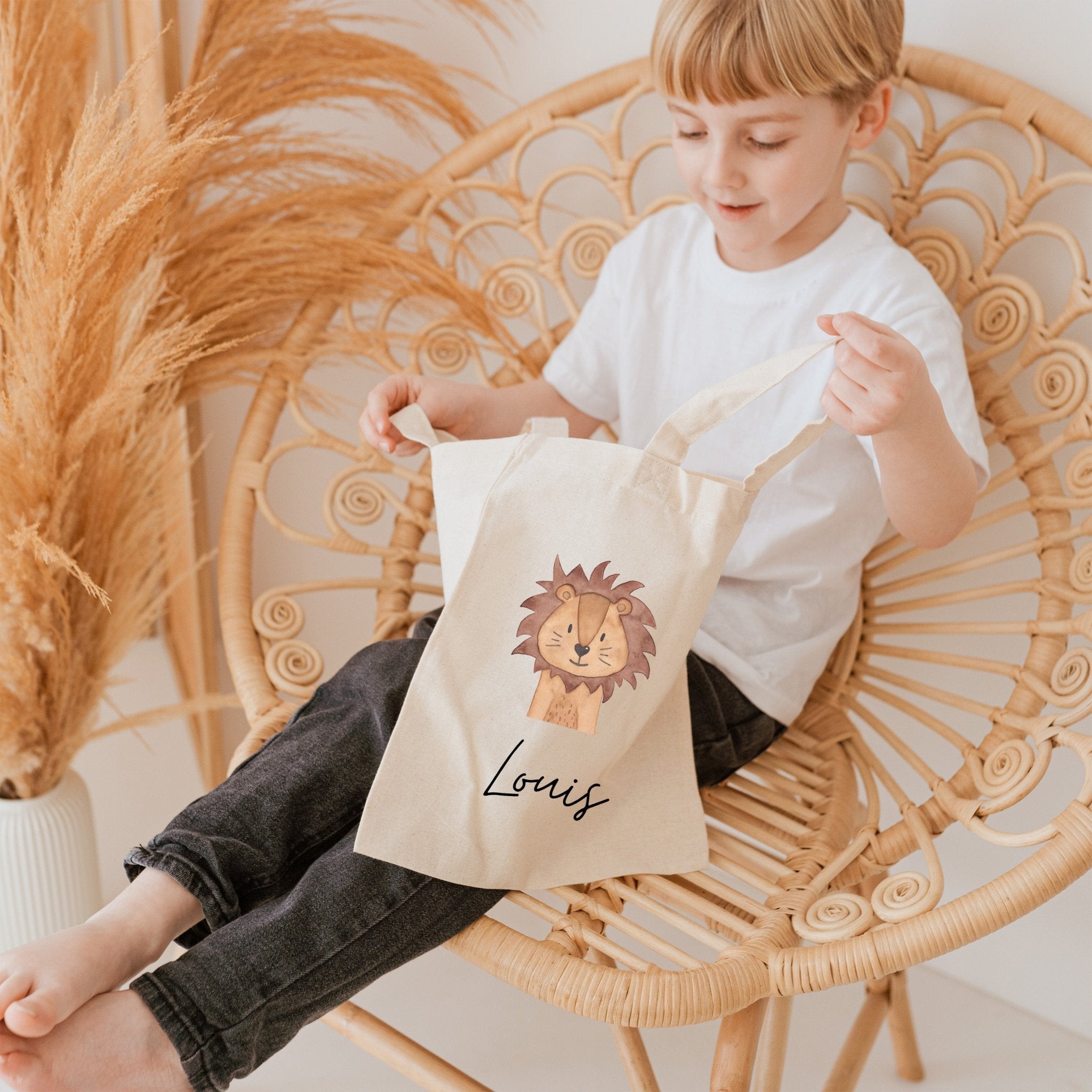 Sac Shopping Personnalisé Coton - Taille L40xH38cm, 11L, Texte Occidental Animal, Alternative écologique