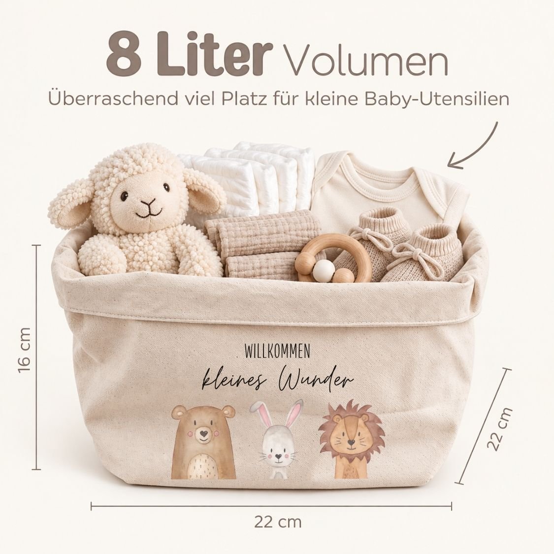 Stoffkorb Baby - Tiere Aquarell - wunderwunsch