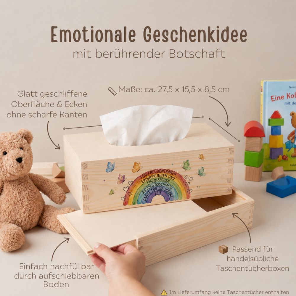 Taschentücherbox - Regenbogen Aquarell - wunderwunsch
