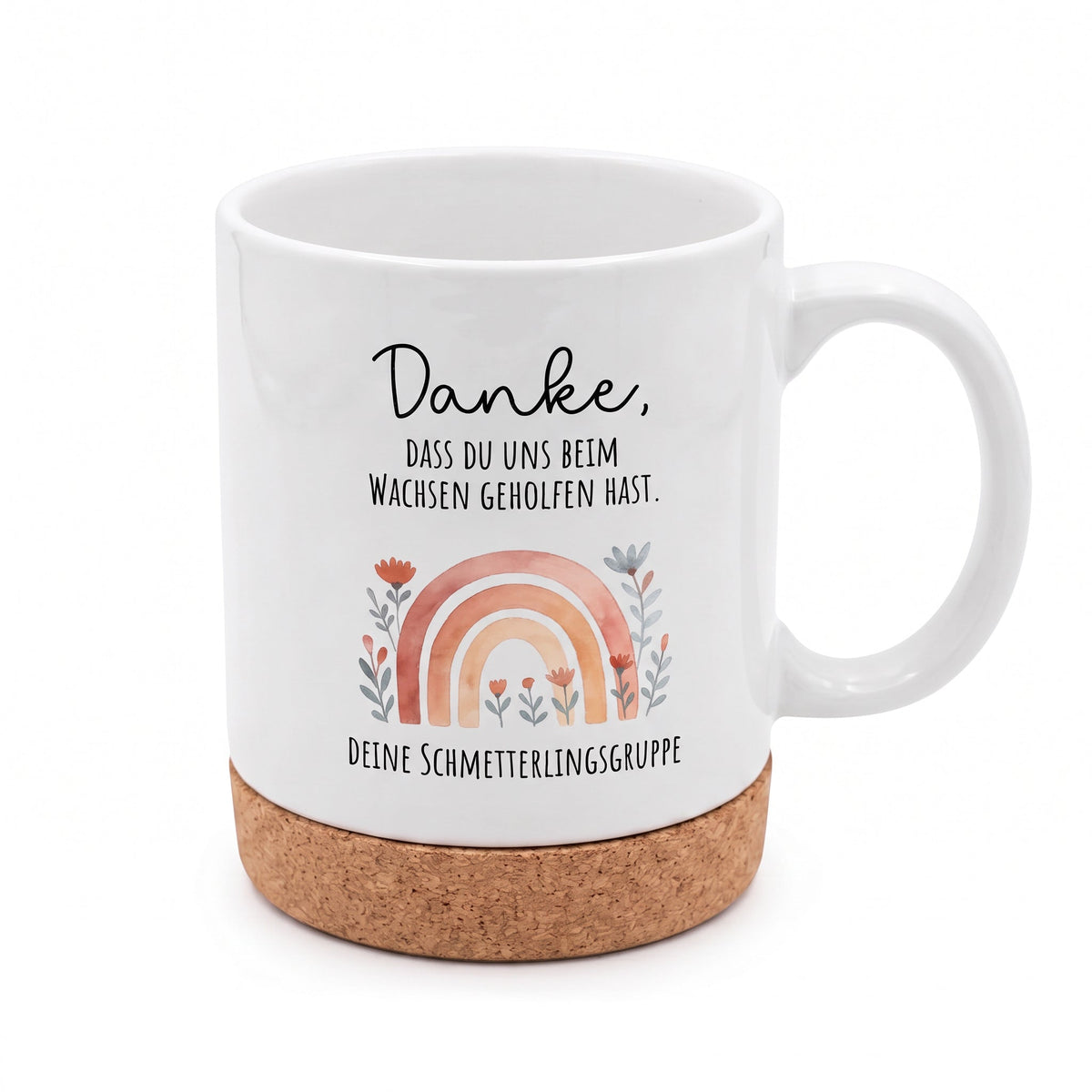 Tasse mit Korkboden - Danke dass du uns beim wachsen geholfen hast - wunderwunsch
