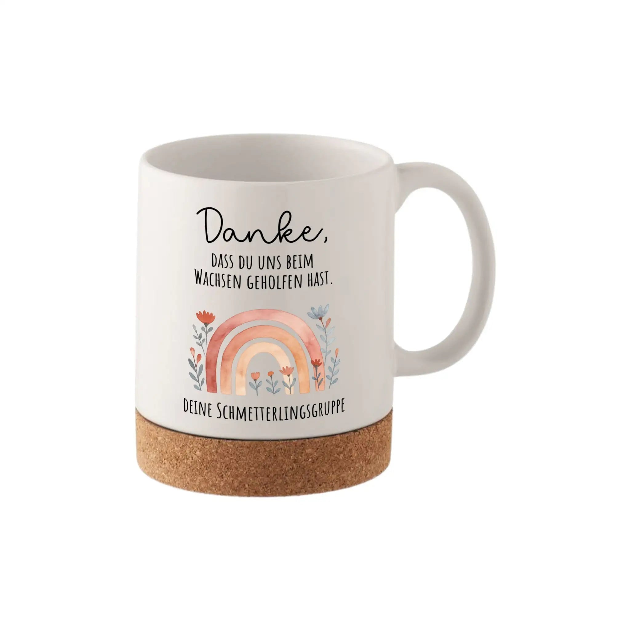 Tasse mit Korkboden - Danke dass du uns beim wachsen geholfen hast - wunderwunsch
