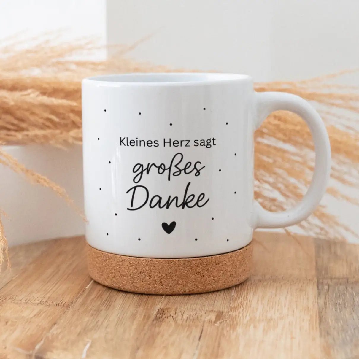 Tasse mit Korkboden - Kleines Herz sagt großes Danke - wunderwunsch