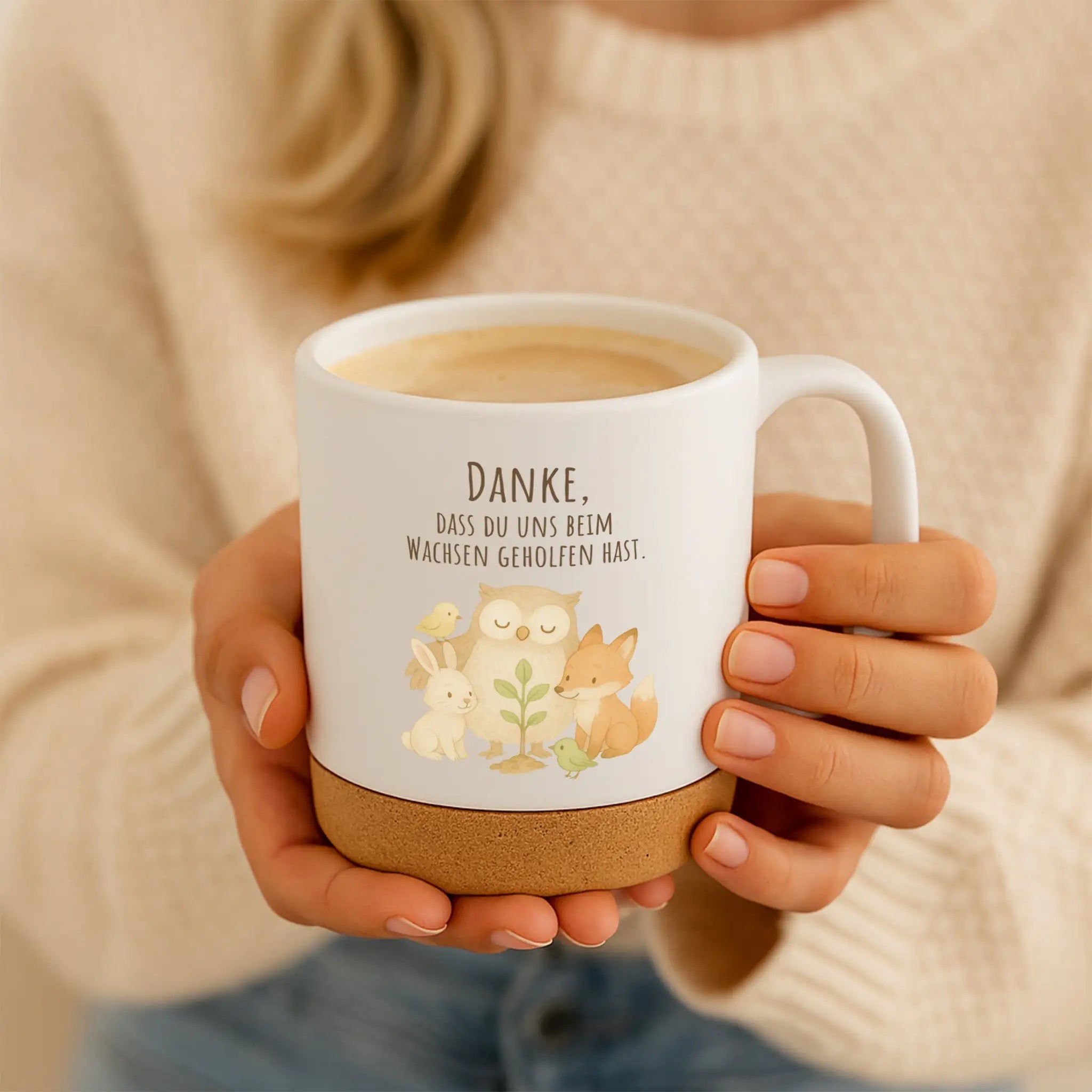 Tasse mit Korkboden - Tierfreunde wachsen - wunderwunsch