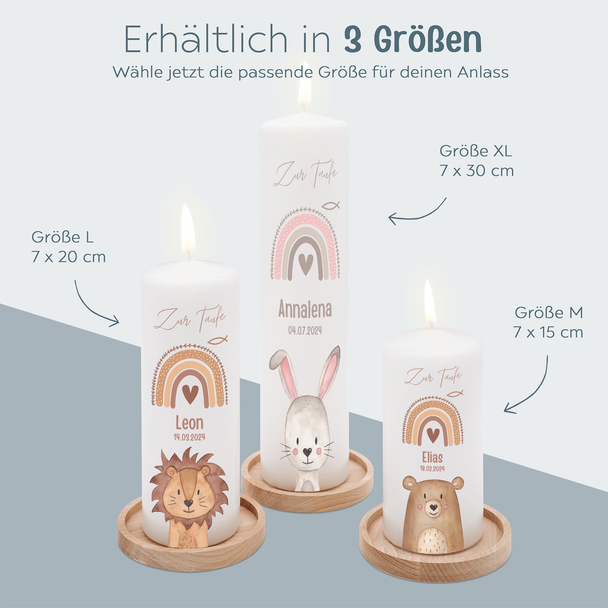 Taufkerze personalisiert - Taufe Tiere - wunderwunsch