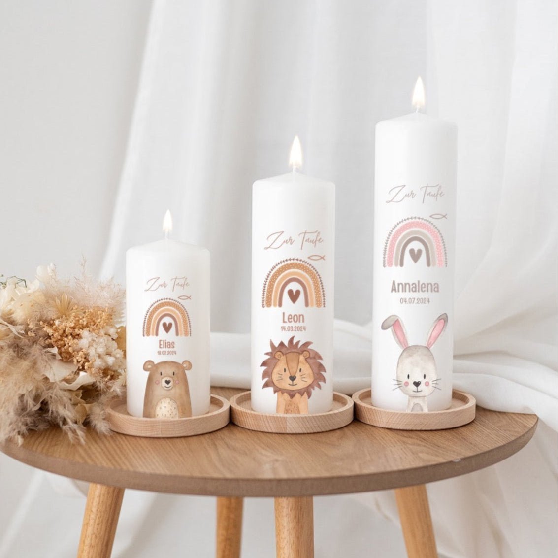 Taufkerze personalisiert - Taufe Tiere - wunderwunsch