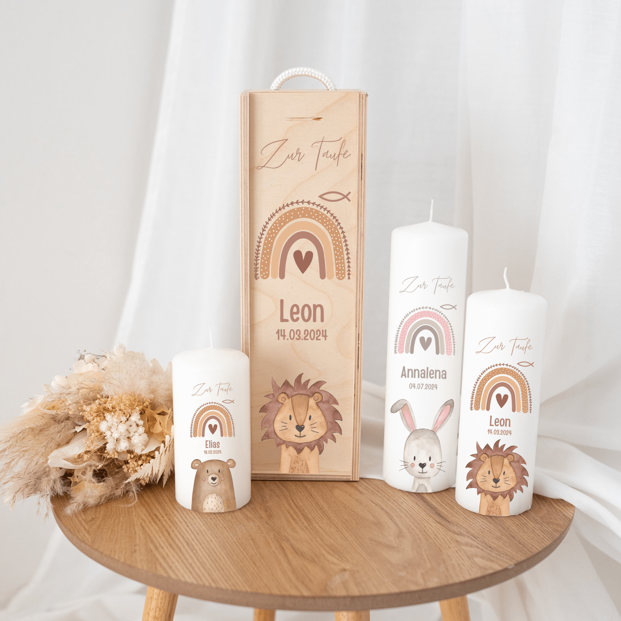 Taufkerze personalisiert - Taufe Tiere - wunderwunsch