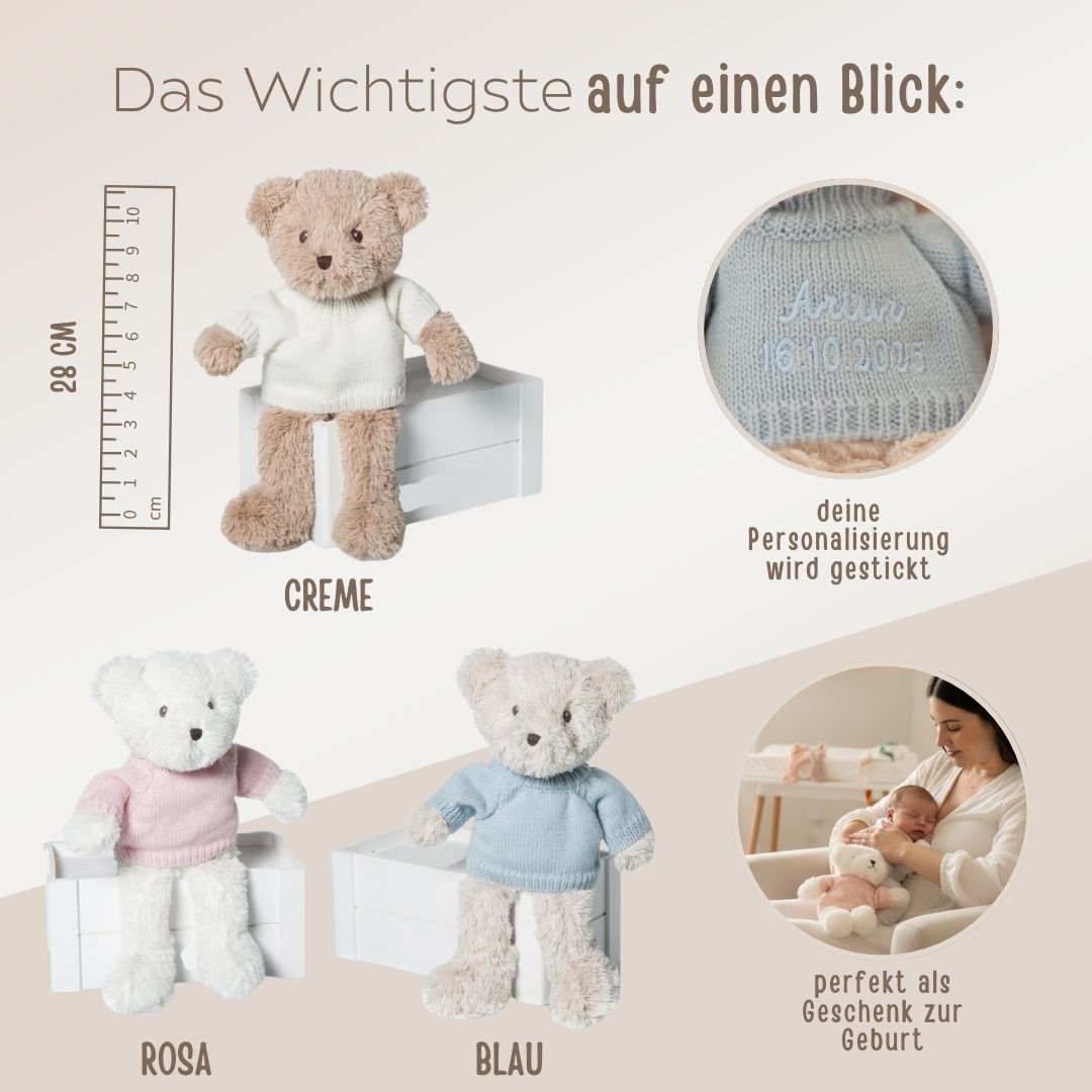 Teddy Kuscheltier mit Pullover personalisiert - wunderwunsch