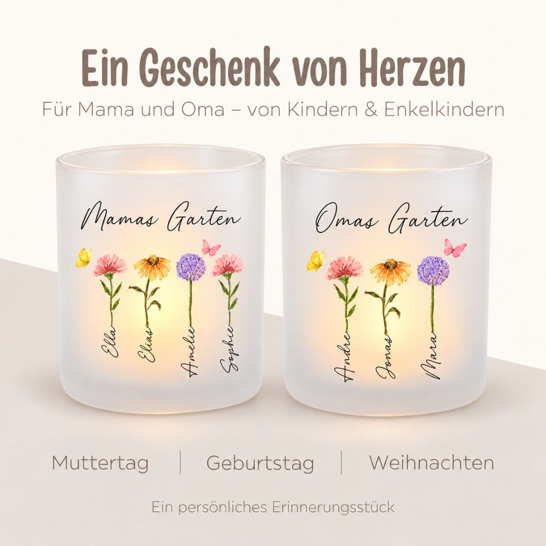 Teelichthalter personalisiert - Garten - wunderwunsch