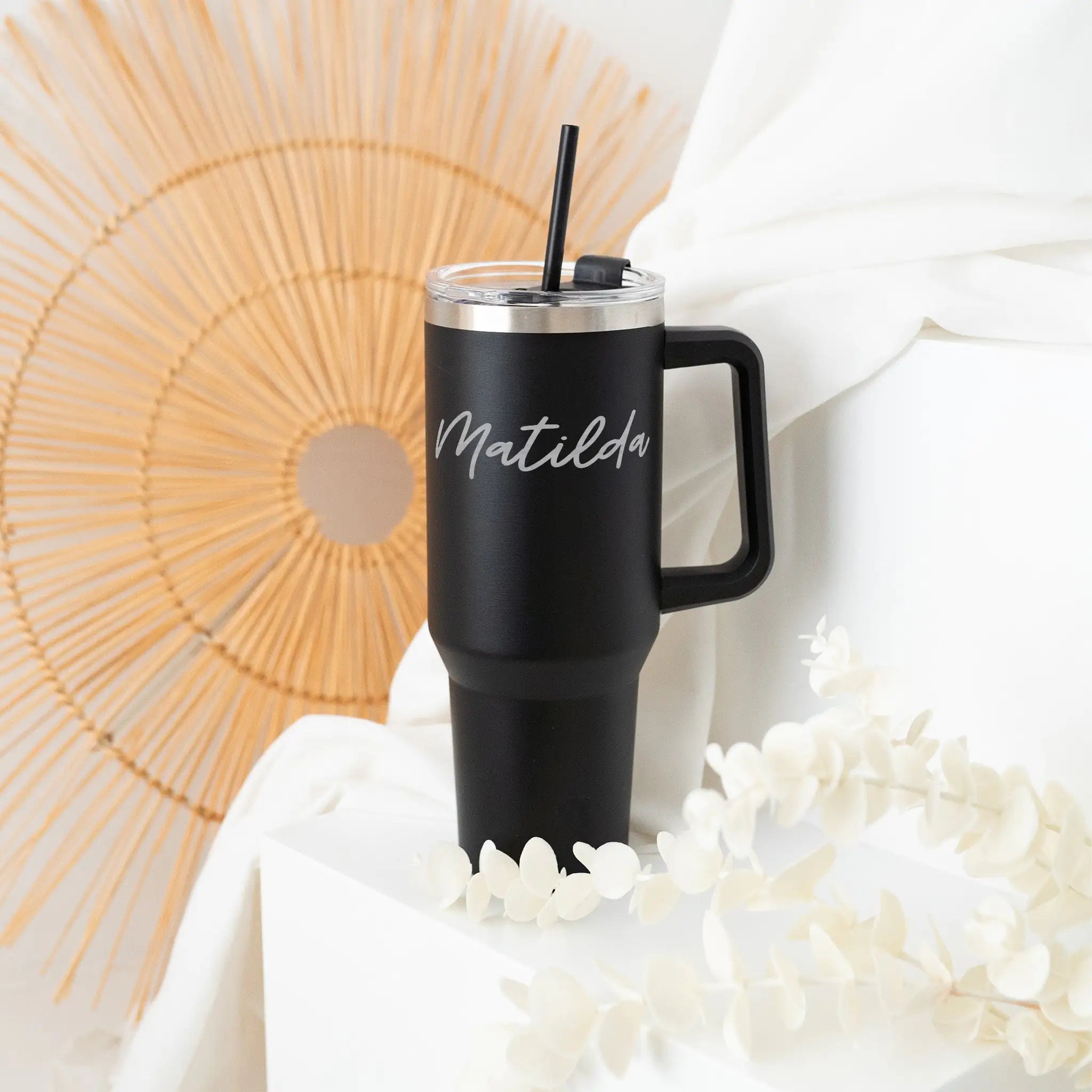 Thermobecher mit Henkel - Wunschname - wunderwunsch