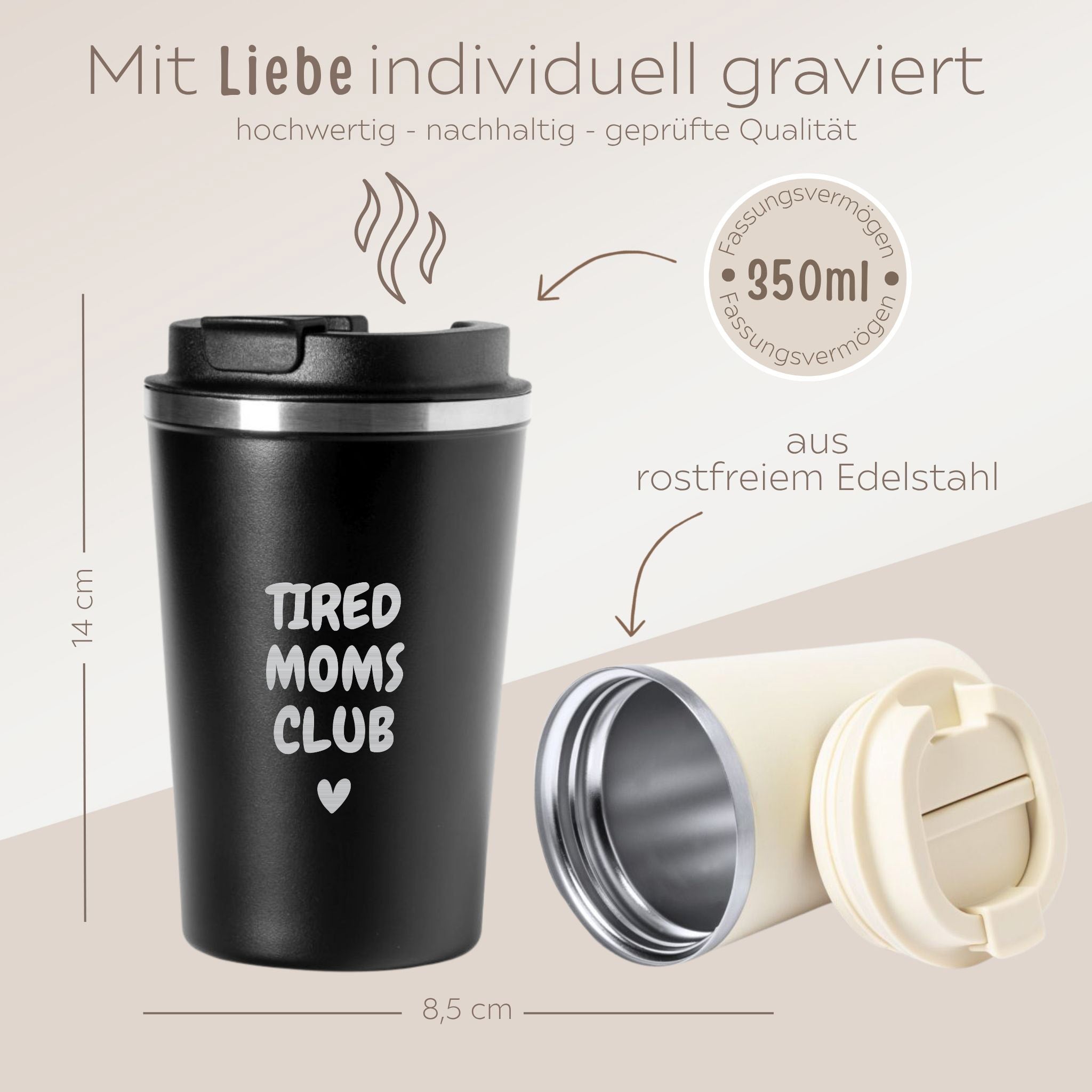 Thermobecher To - Go - Moms Club - wunderwunsch