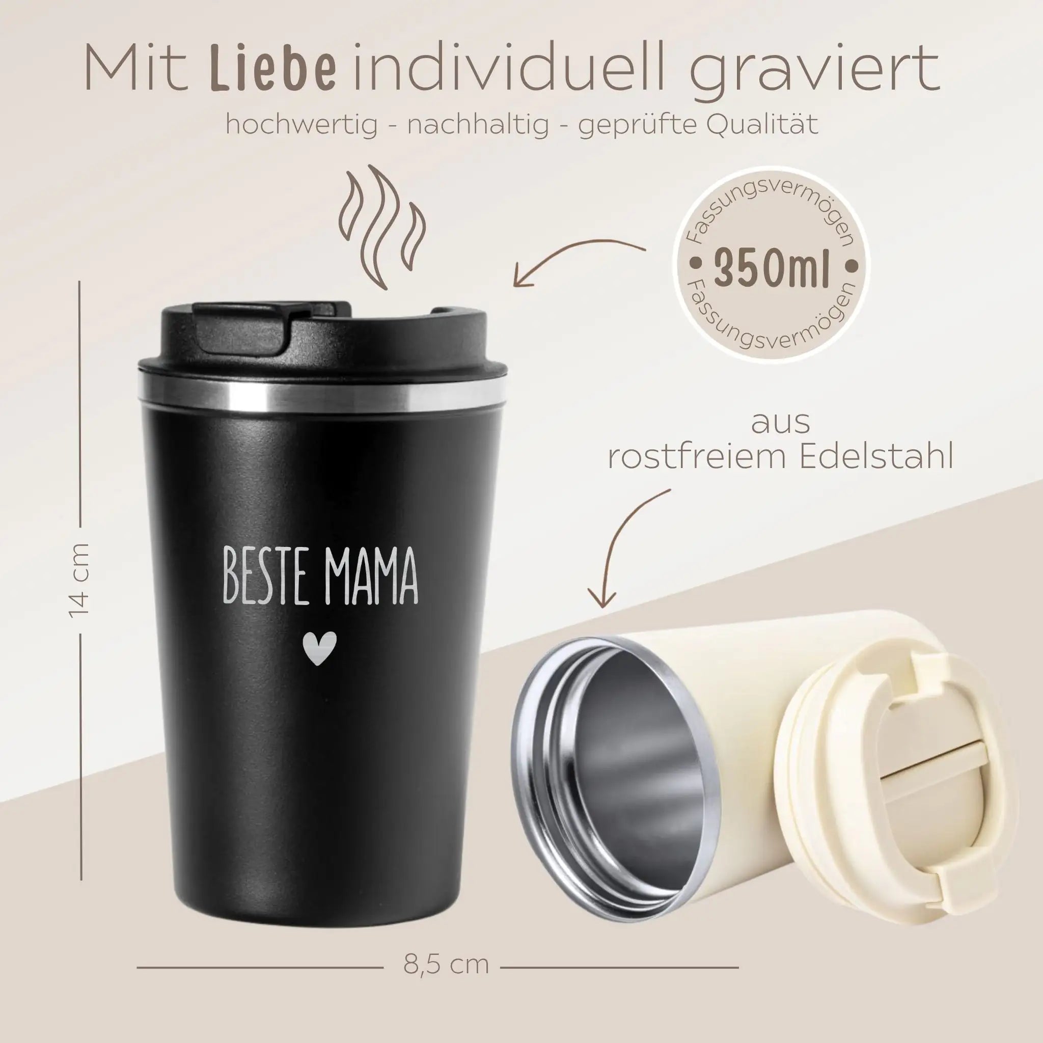 Thermobecher To - Go personalisiert - wunderwunsch