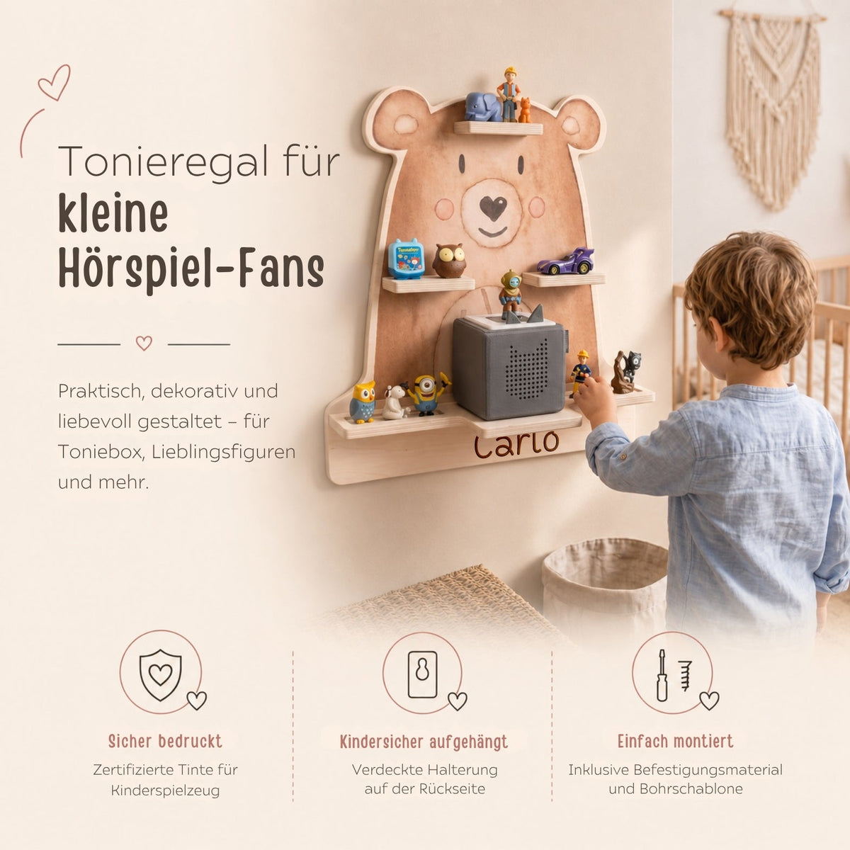 Toniebox Regal Holz - Bär Aquarell - wunderwunsch