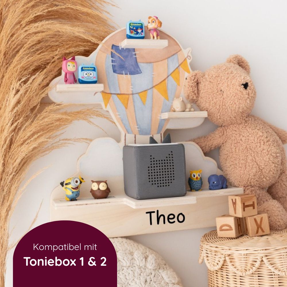 Toniebox Regal Holz - Heißluftballon Aquarell - wunderwunsch