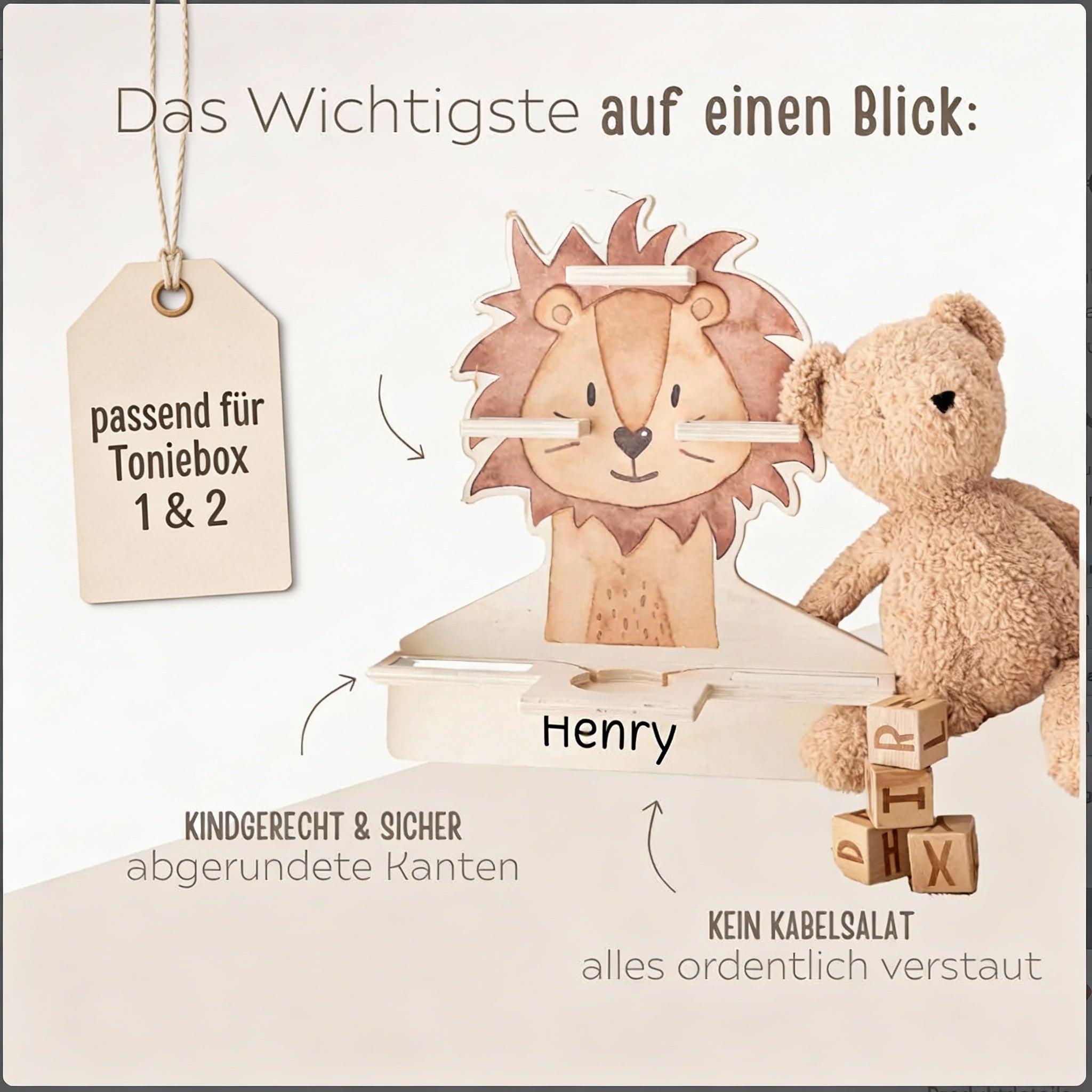 Toniebox Regal Holz - Löwe Aquarell - wunderwunsch