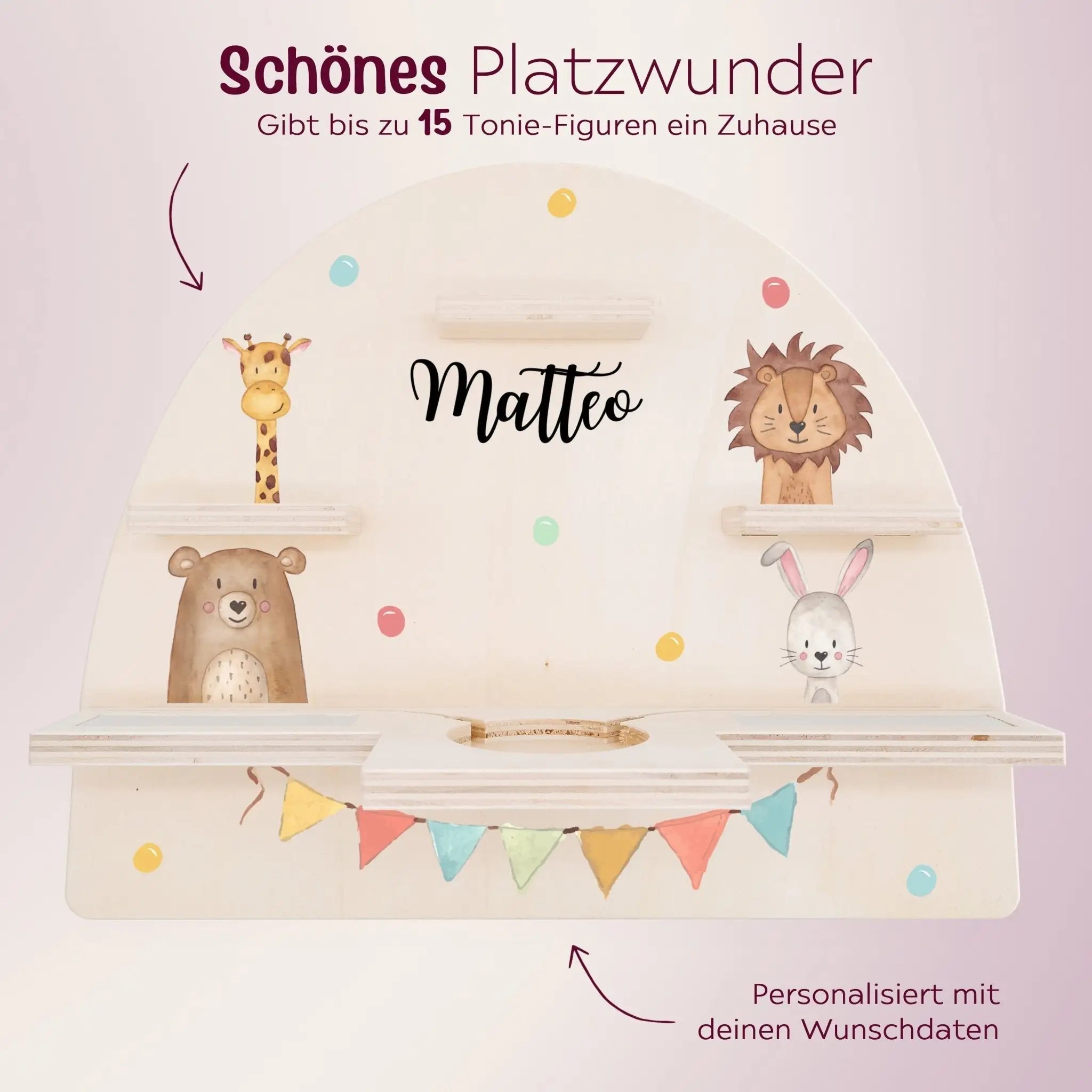 Toniebox Regal Holz - Tiere Girlande Aquarell - wunderwunsch
