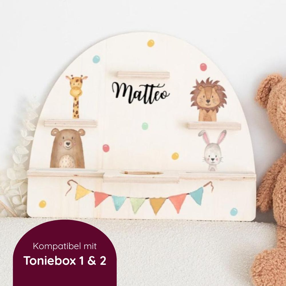 Toniebox Regal Holz - Tiere Girlande Aquarell - wunderwunsch