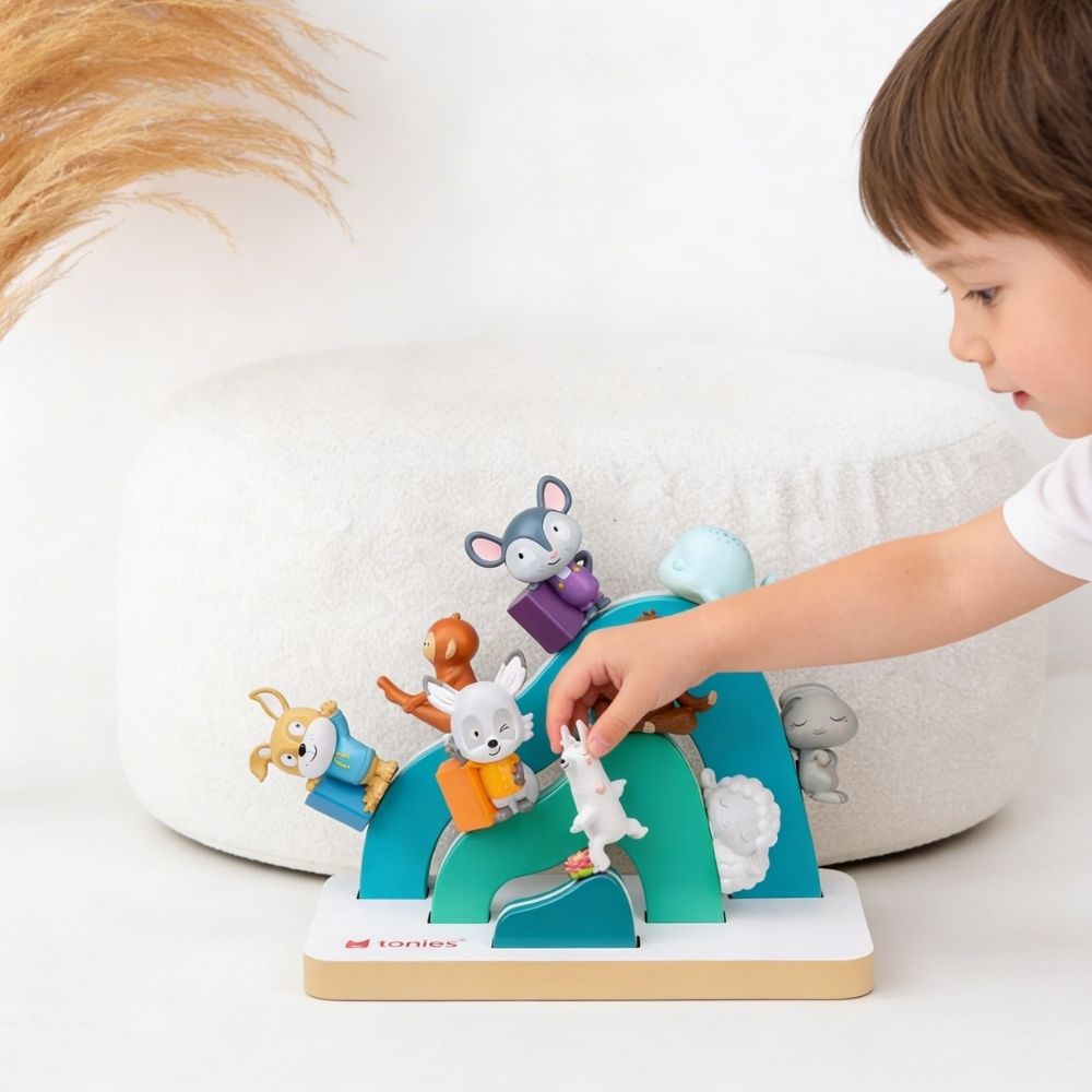 TONIES® Mini Standregal personalisierbar - Regenbogen, Berg, Haus - wunderwunsch