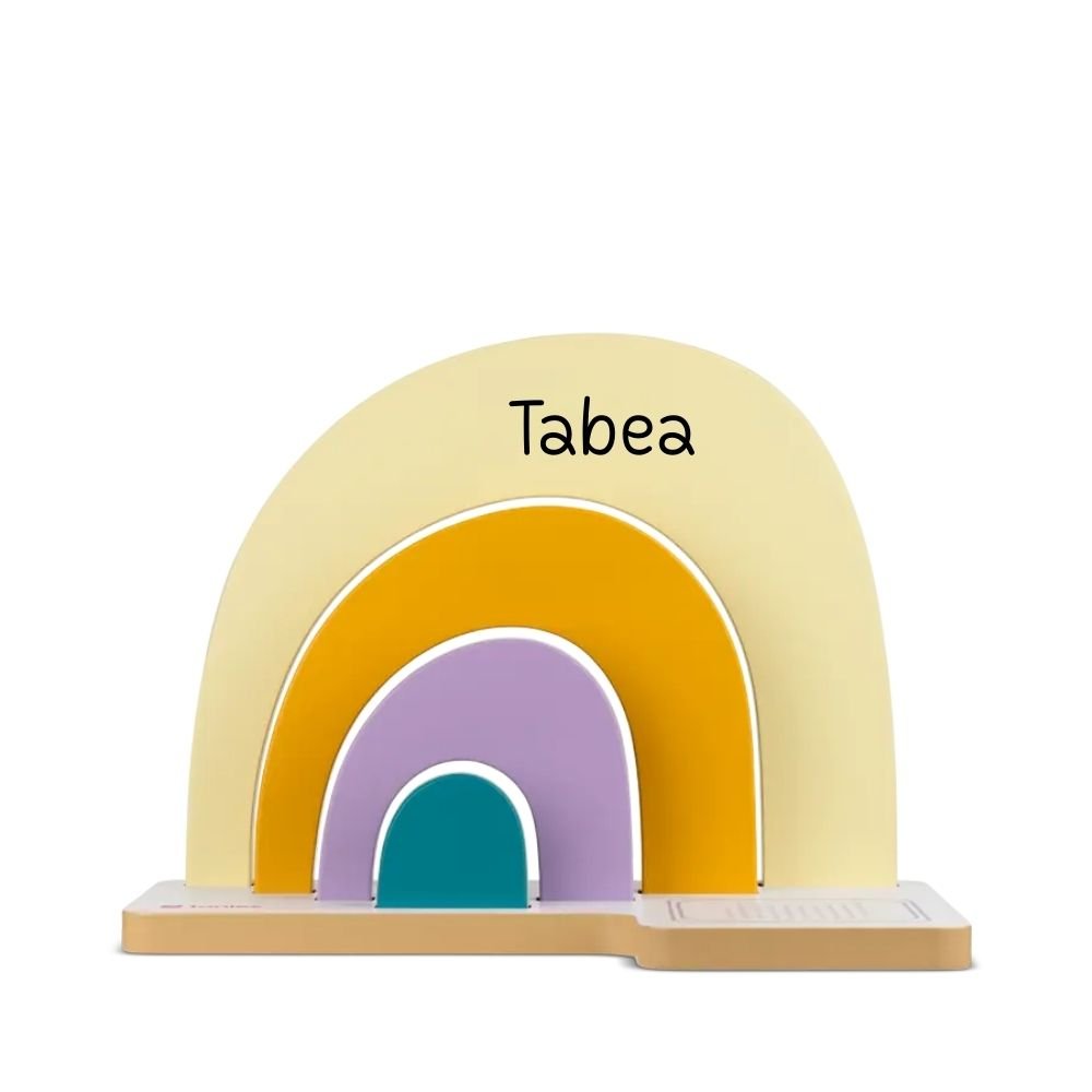 TONIES® Standregal personalisierbar - Regenbogen, Berg, Haus - wunderwunsch