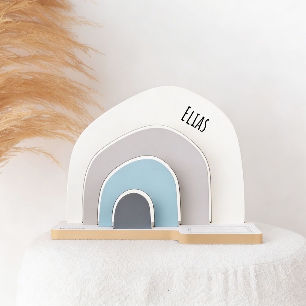 TONIES® Standregal personalisierbar - Regenbogen, Berg, Haus - wunderwunsch