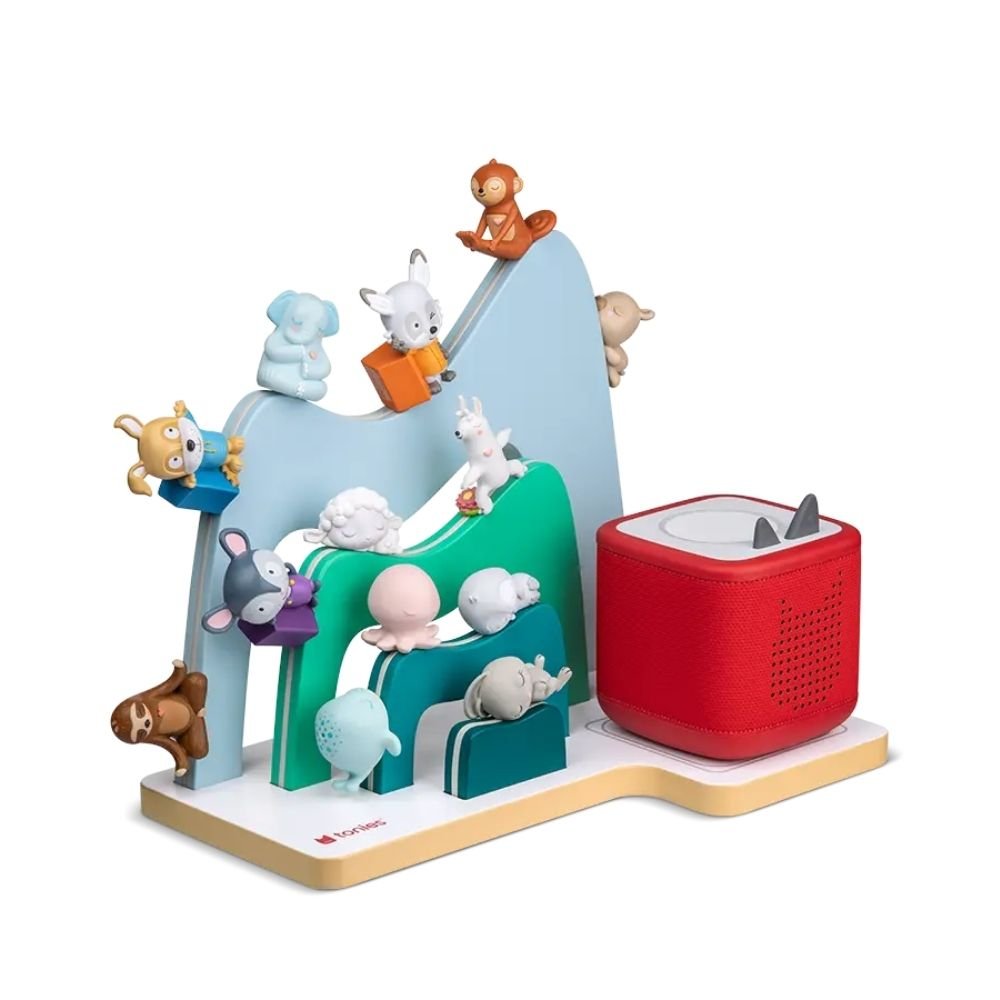 TONIES® Standregal personalisierbar - Regenbogen, Berg, Haus - wunderwunsch