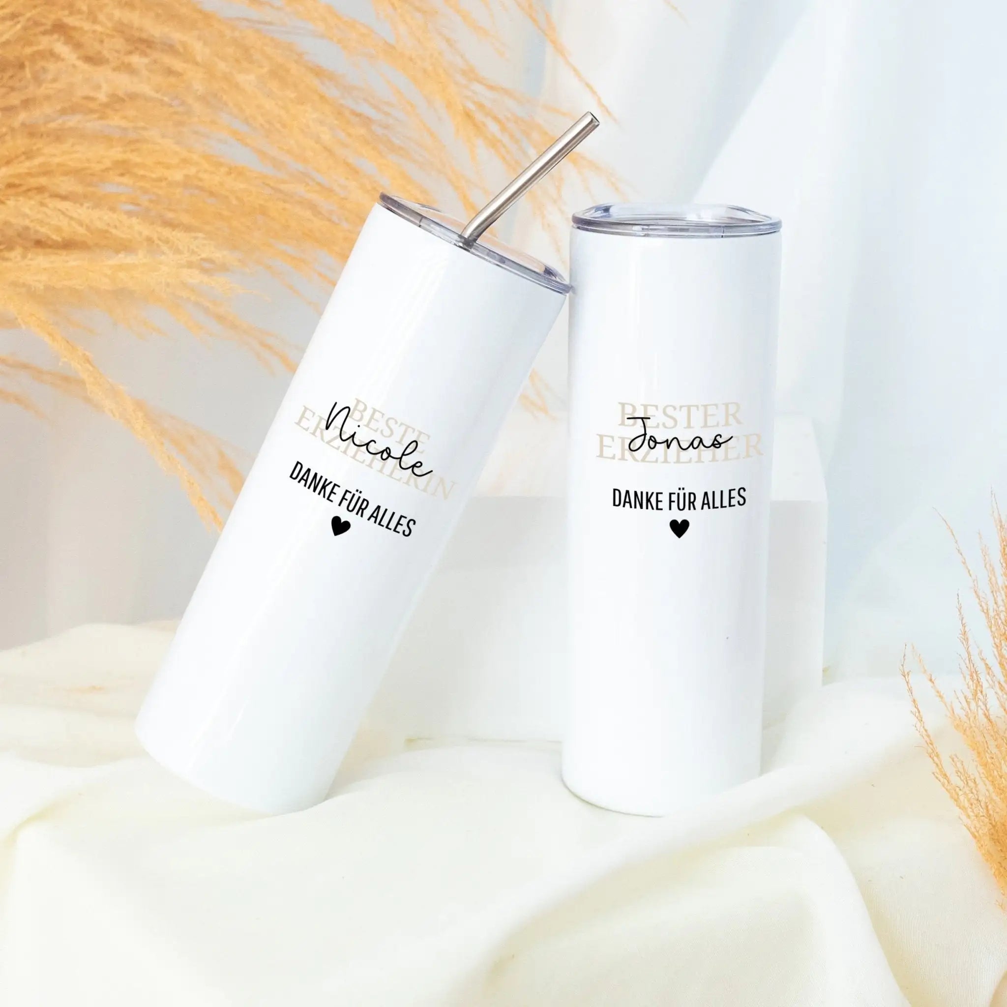 Trinkglas mit Strohhalm - Erzieher/in - wunderwunsch