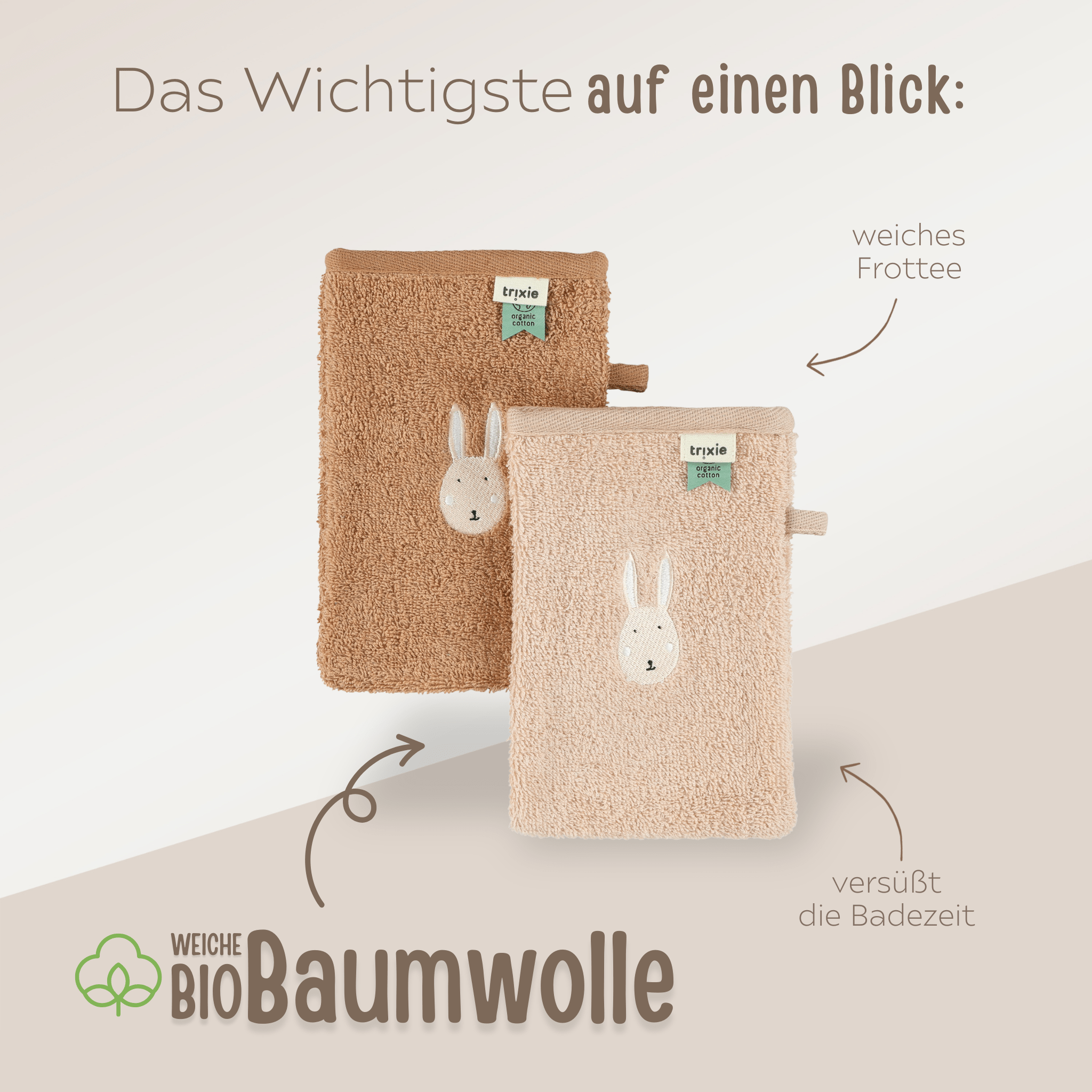 TRIXIE 2er - Set Waschlappen personalisiert - wunderwunsch