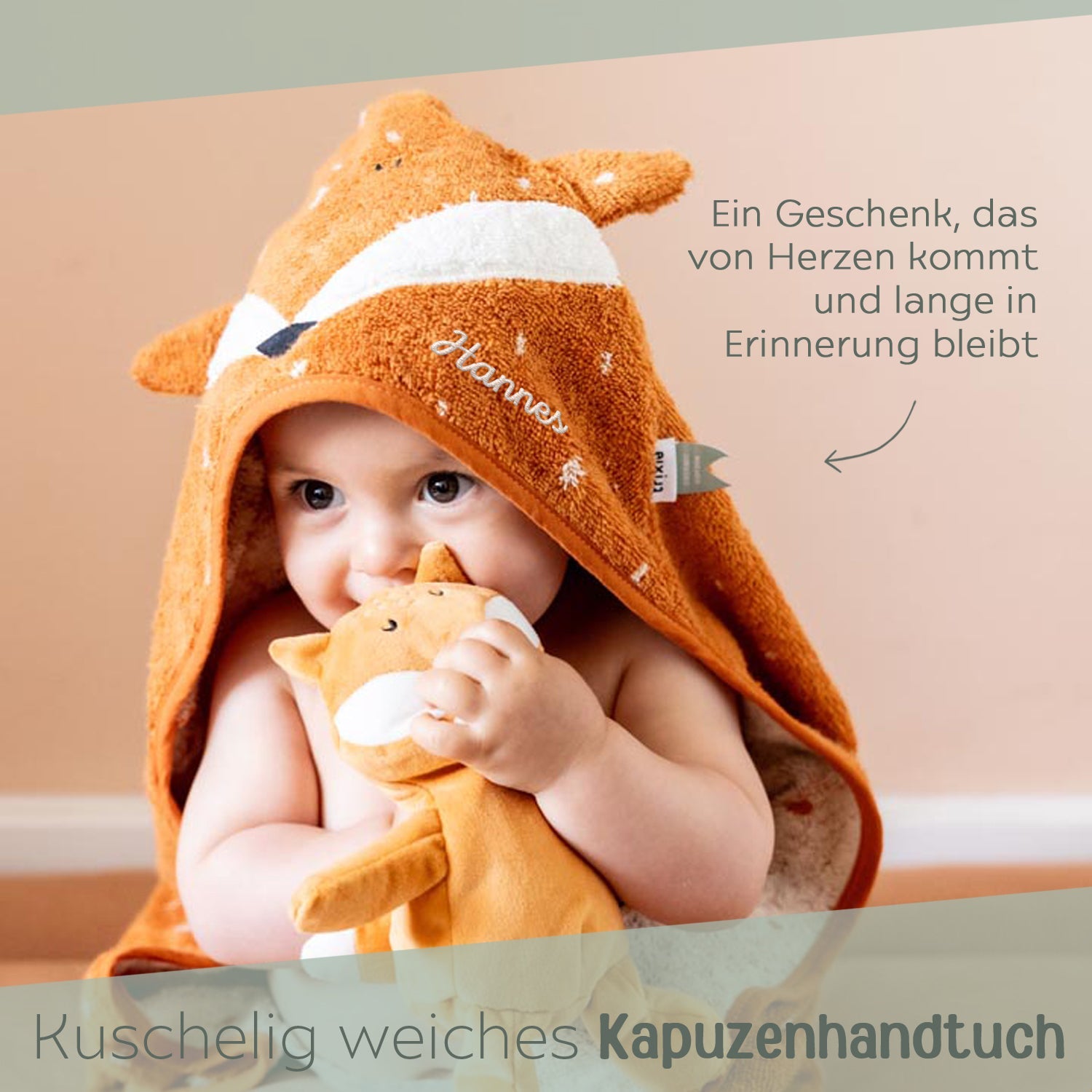 TRIXIE Baby Tier Kapuzenhandtuch Frottee - wunderwunsch