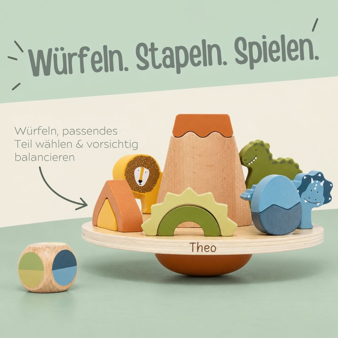 TRIXIE Balancespiel Dino Abenteuer aus Holz personalisiert - wunderwunsch