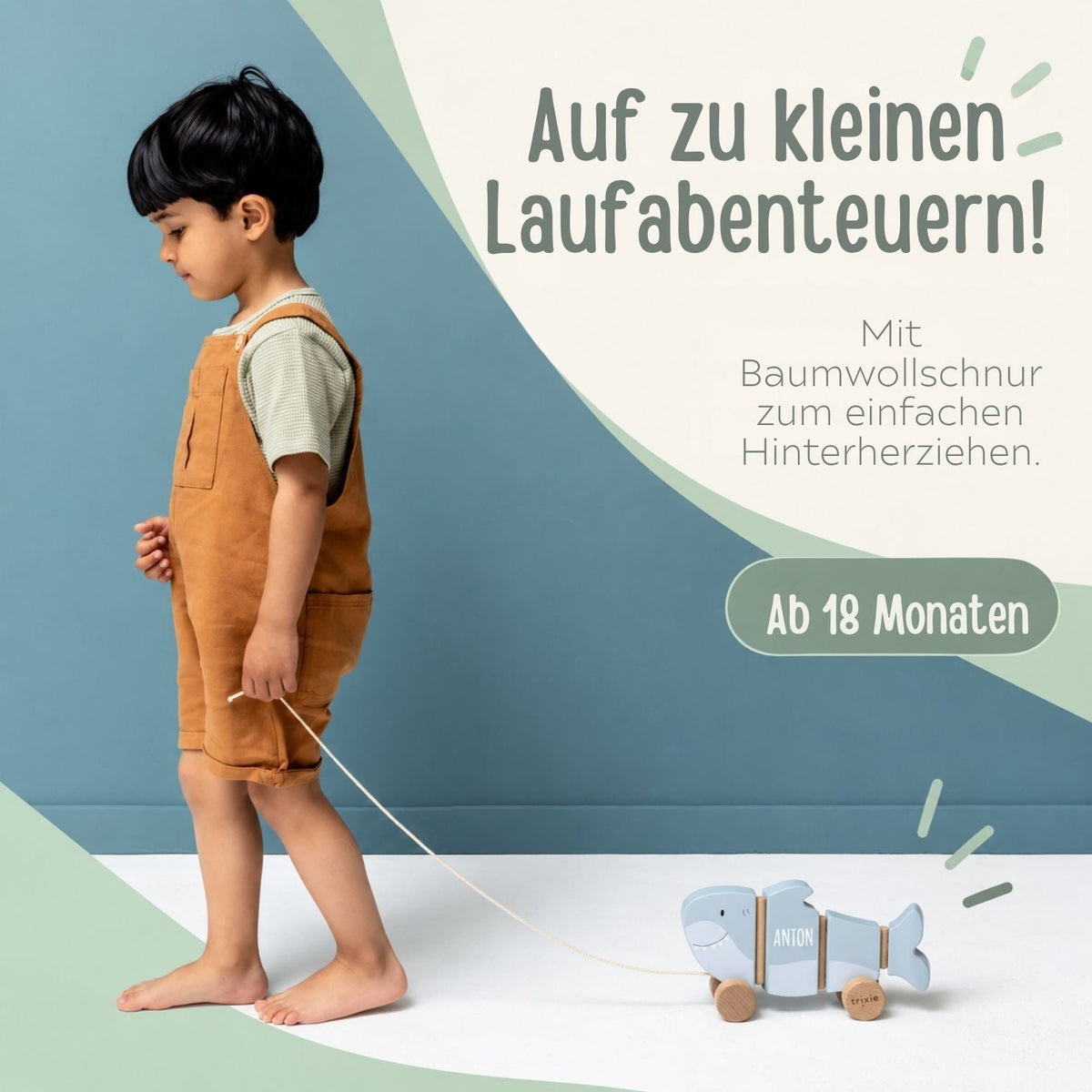 TRIXIE Großes Wackel-Nachziehtier Holz personalisiert - wunderwunsch