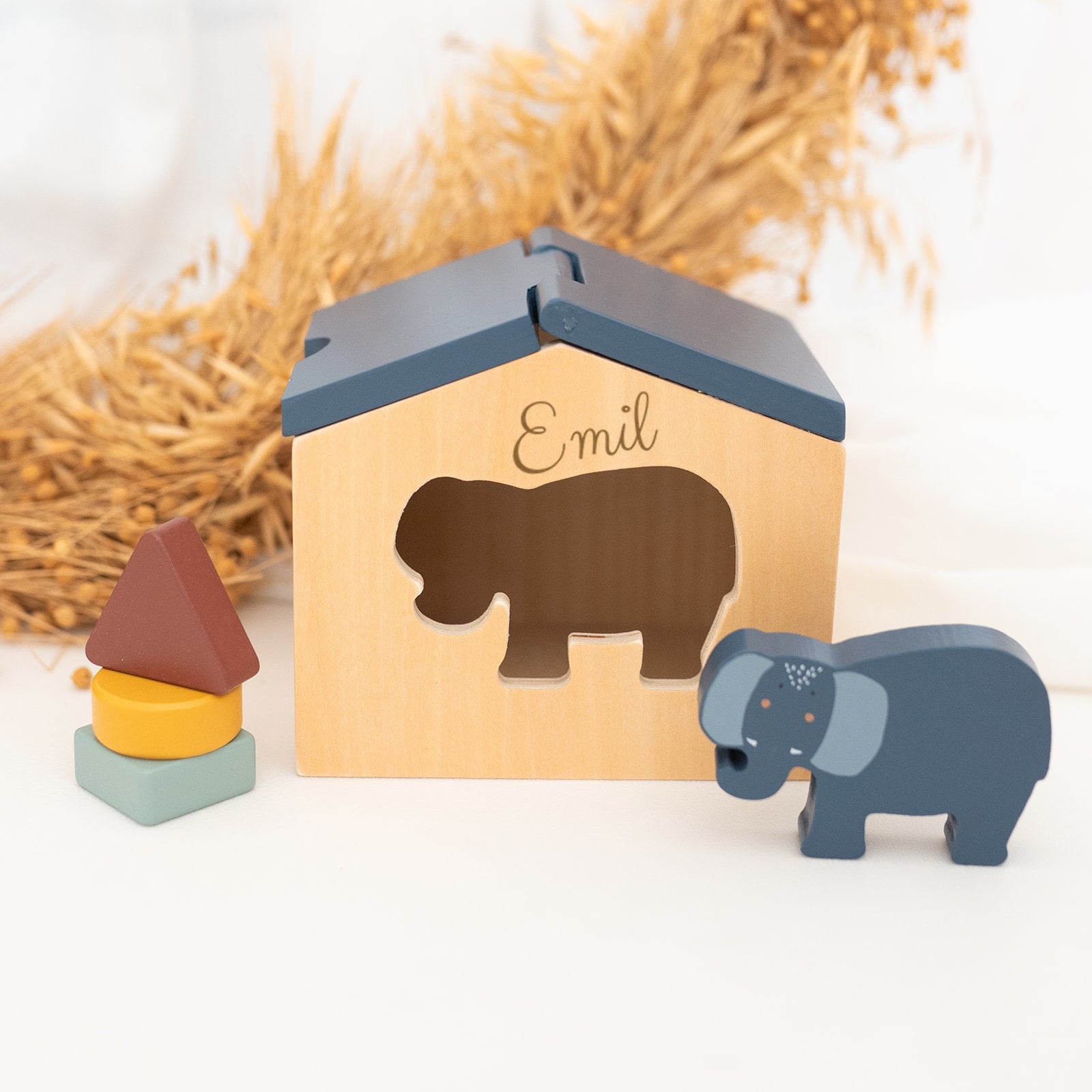 TRIXIE Haus Sortierbox Holz Tier personalisiert - wunderwunsch