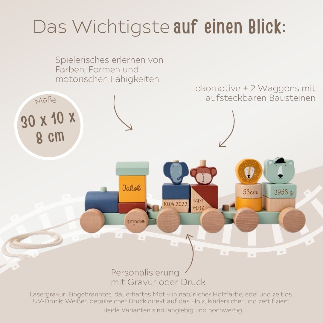 TRIXIE Holz Eisenbahn personalisiert - wunderwunsch