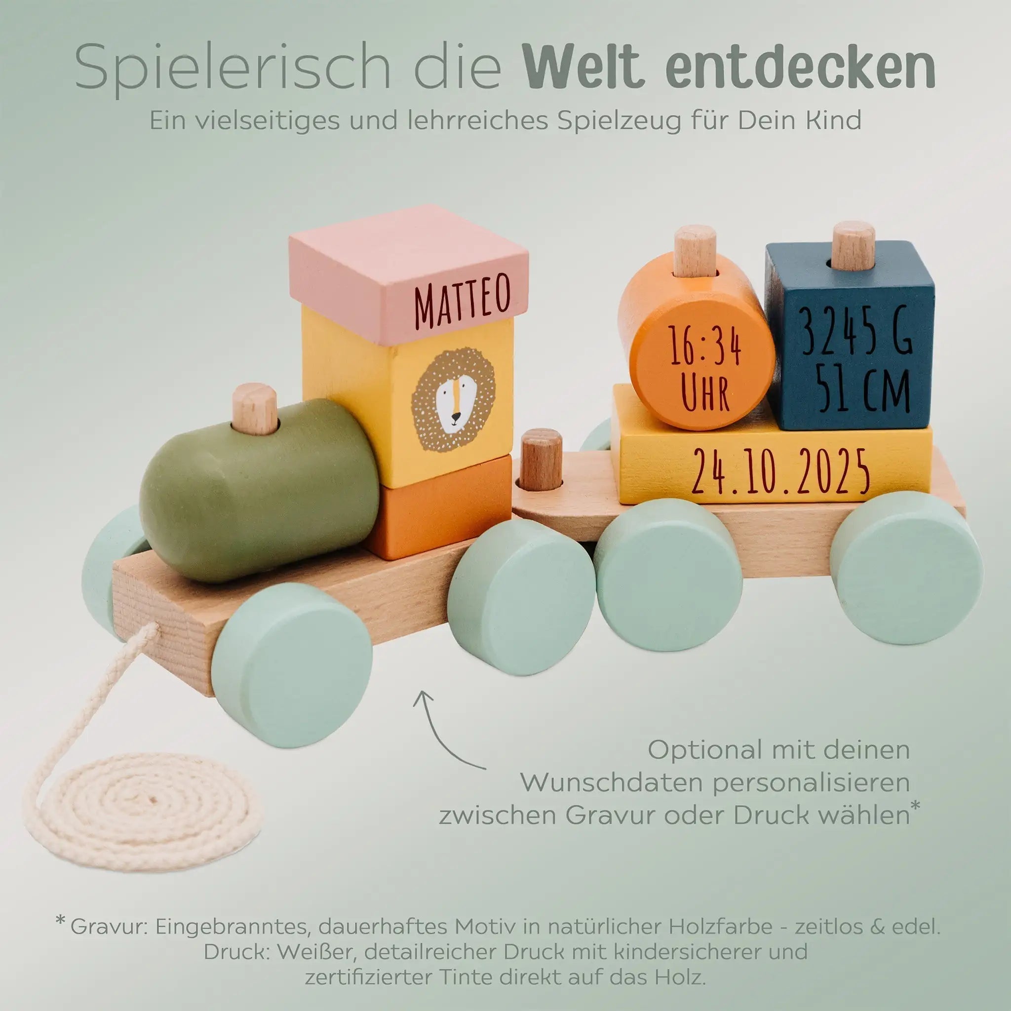 aufbewahrung eisenbahn TRIXIE Holz Eisenbahn personalisiert