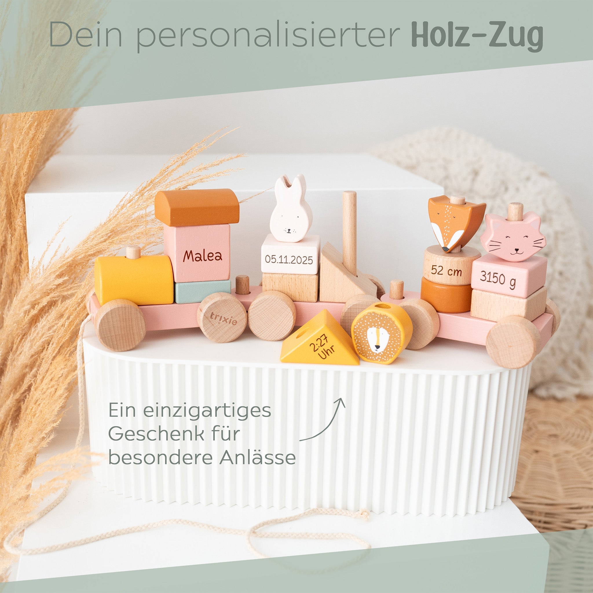 TRIXIE Holz Eisenbahn personalisiert - wunderwunsch