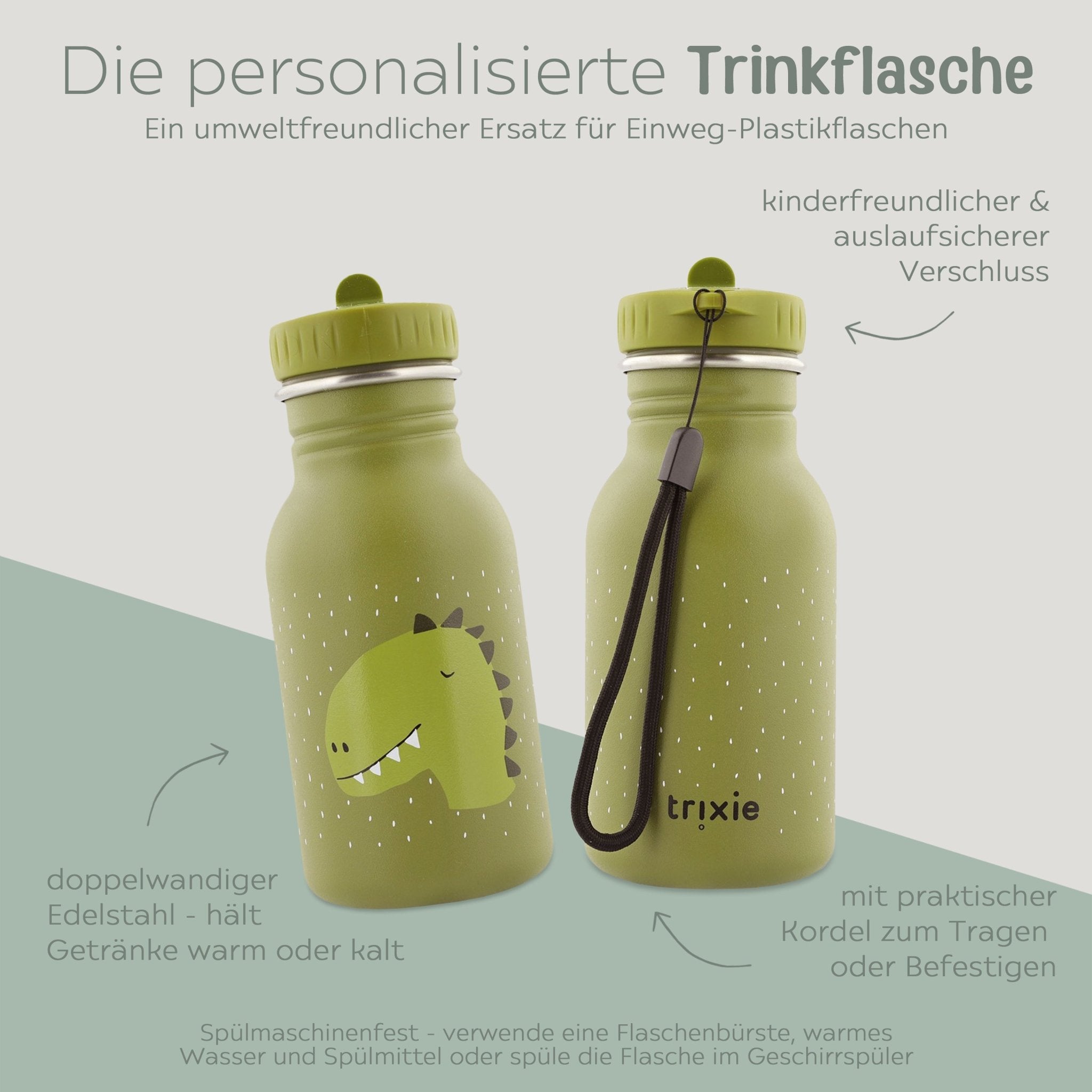 TRIXIE Kinder Trinkflasche personalisiert - Tiere - wunderwunsch