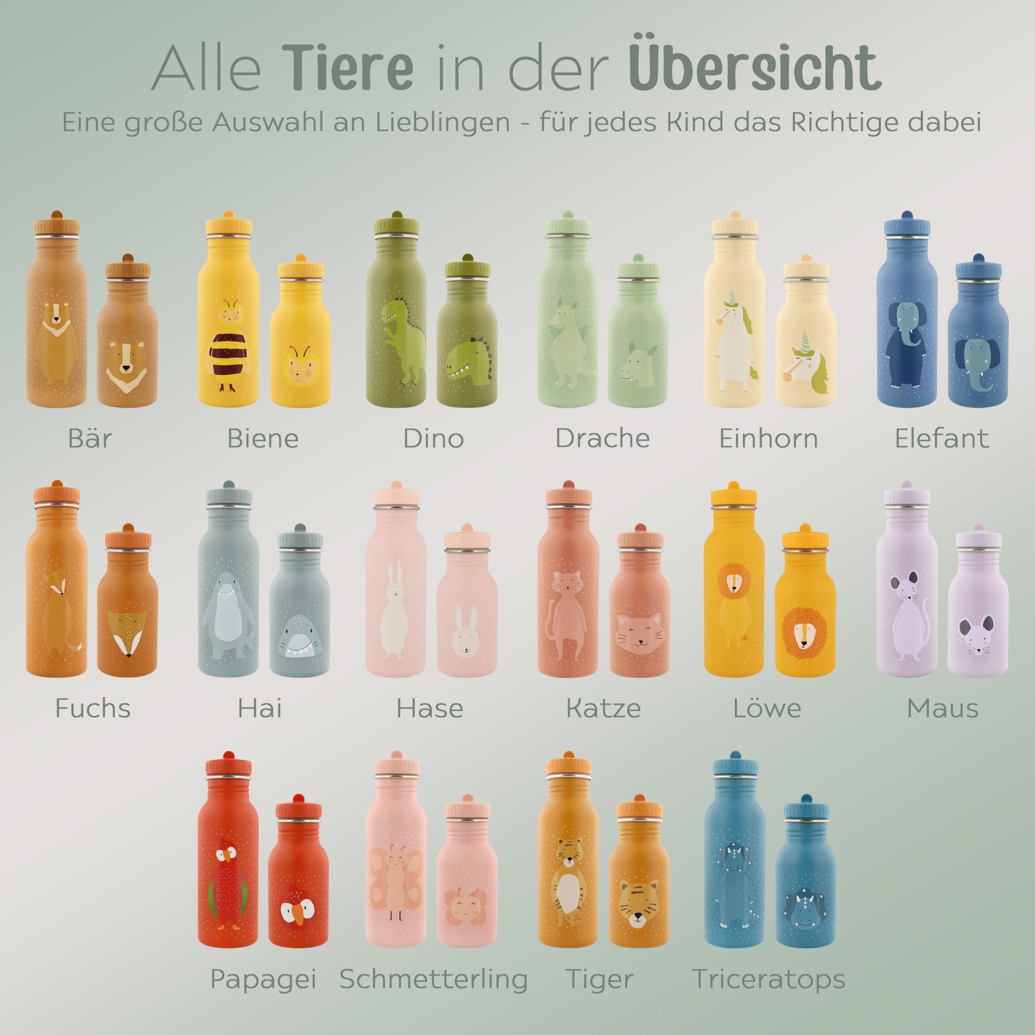 TRIXIE Kinder Trinkflasche personalisiert - Tiere - wunderwunsch