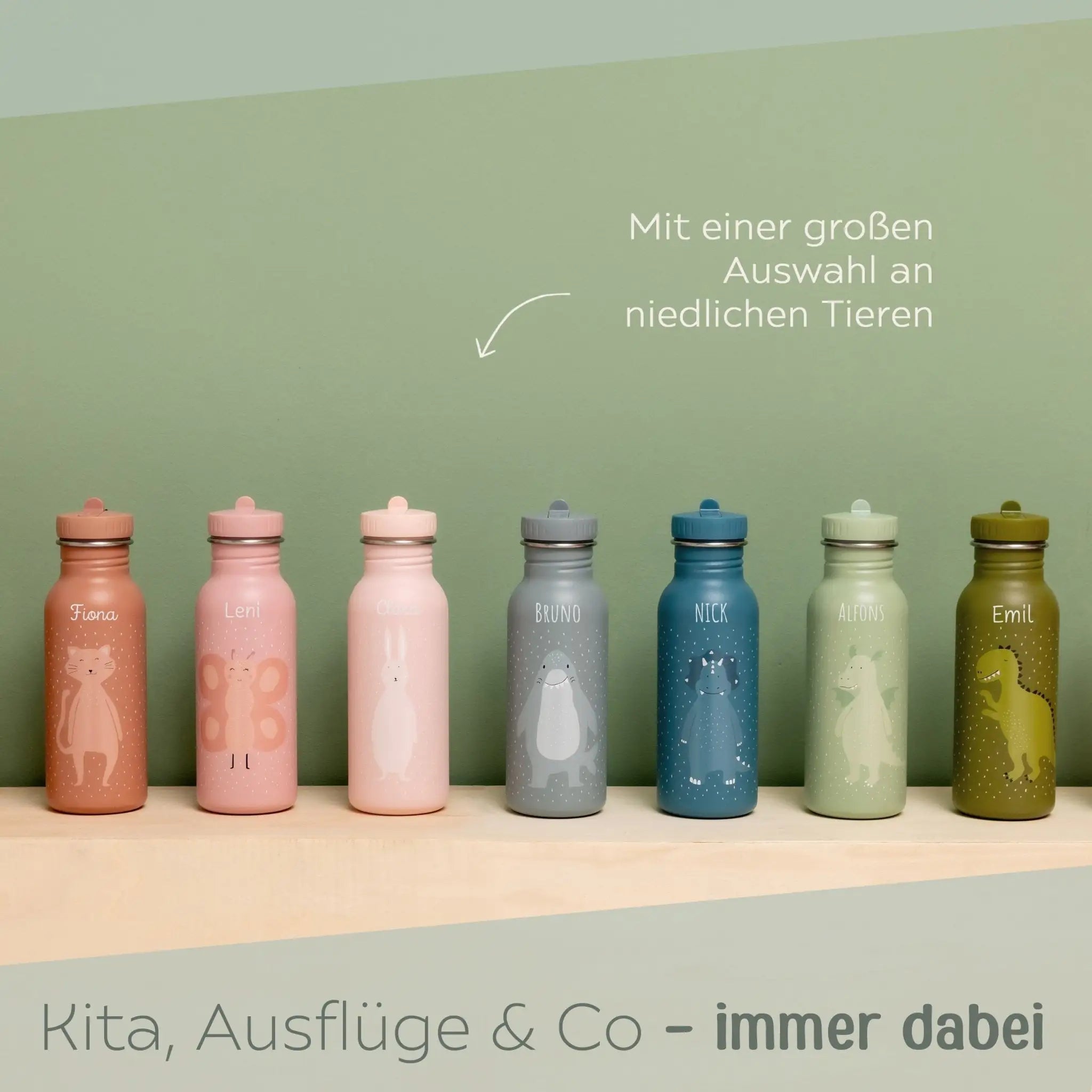TRIXIE Kinder Trinkflasche personalisiert - Tiere - wunderwunsch