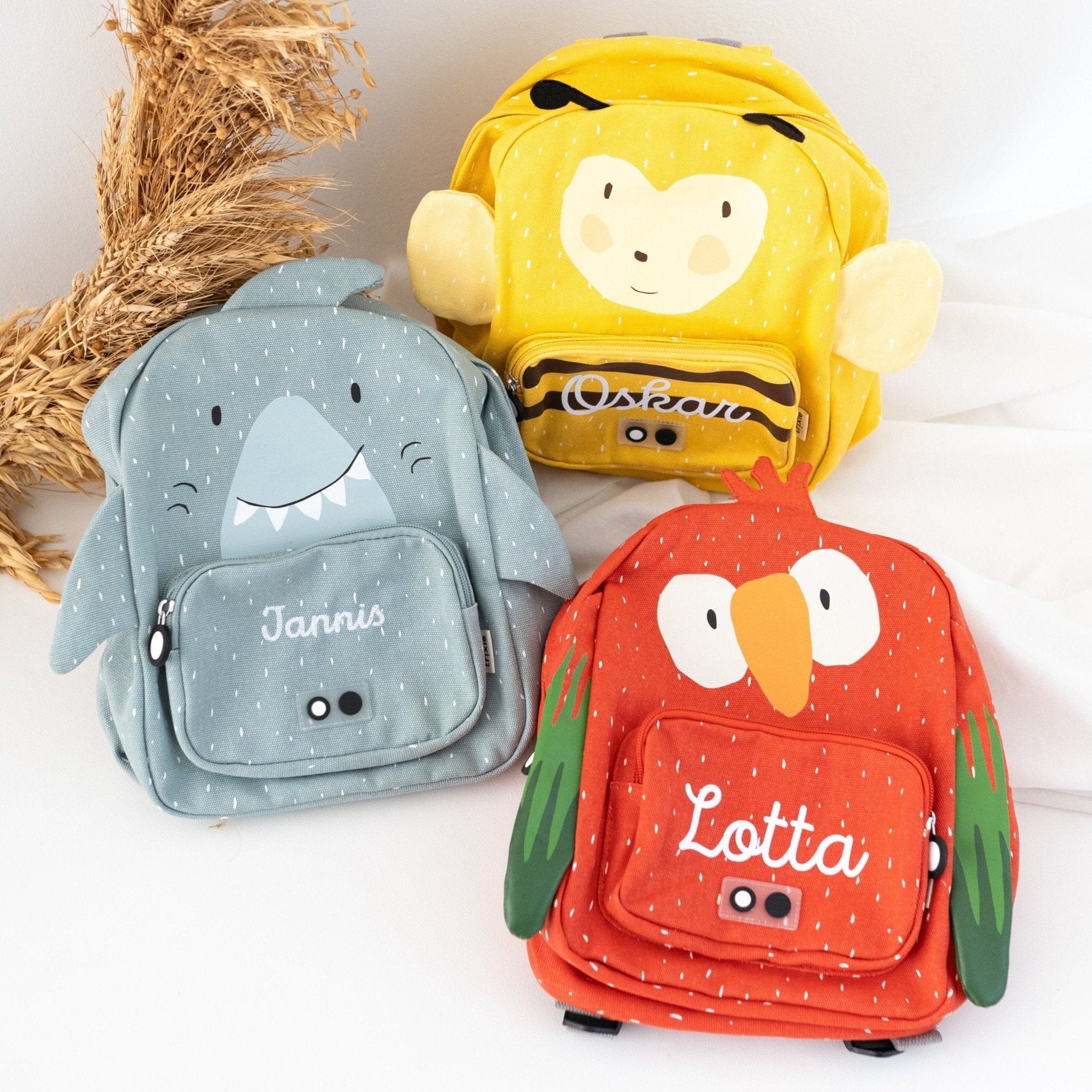 TRIXIE Kindergartenrucksack personalisiert - Biene, Hai, Papagei - wunderwunsch