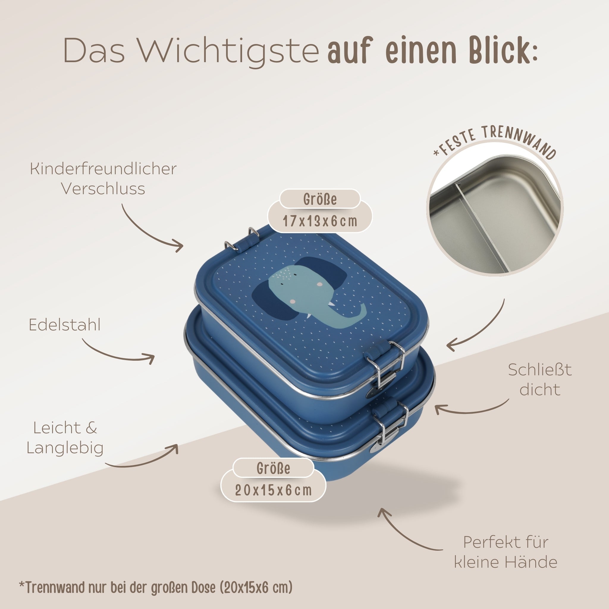 TRIXIE Lunch - Set - Brotdose & Trinkflasche - Elefant - wunderwunsch