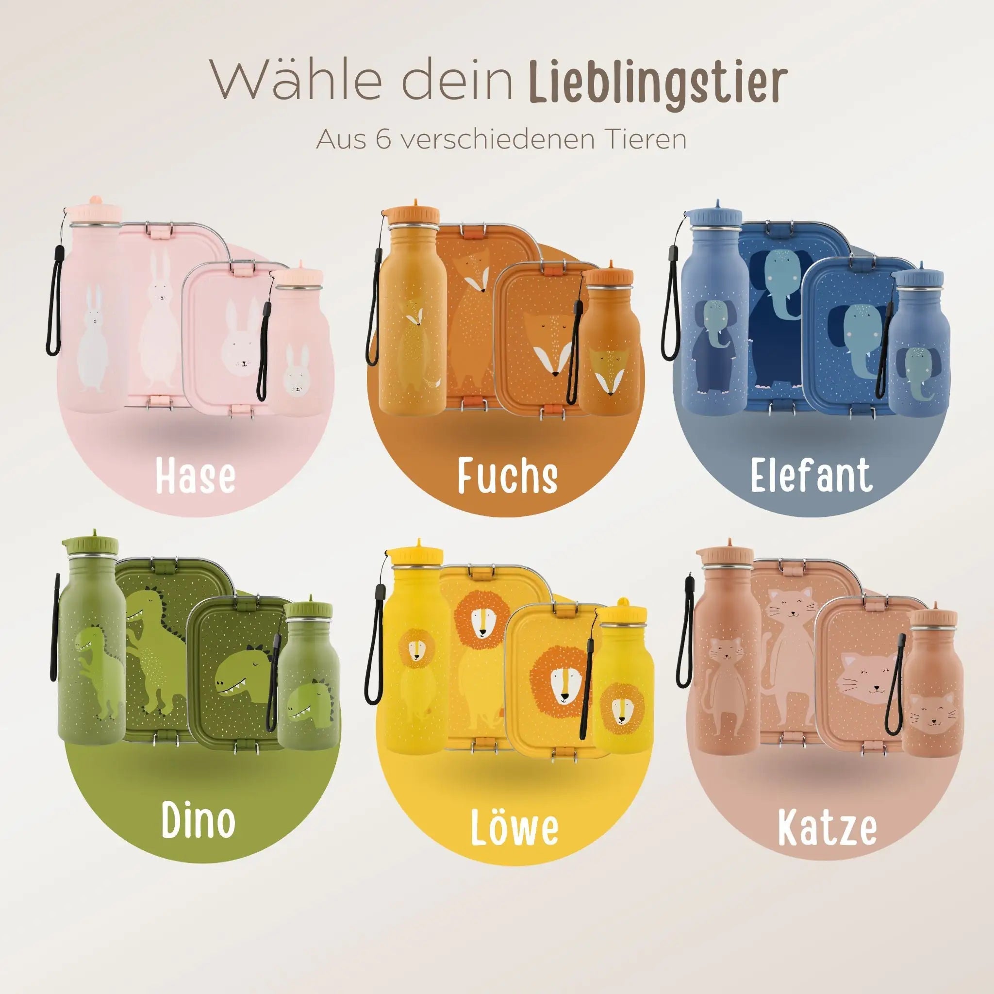 TRIXIE Lunch - Set - Brotdose & Trinkflasche - Elefant - wunderwunsch