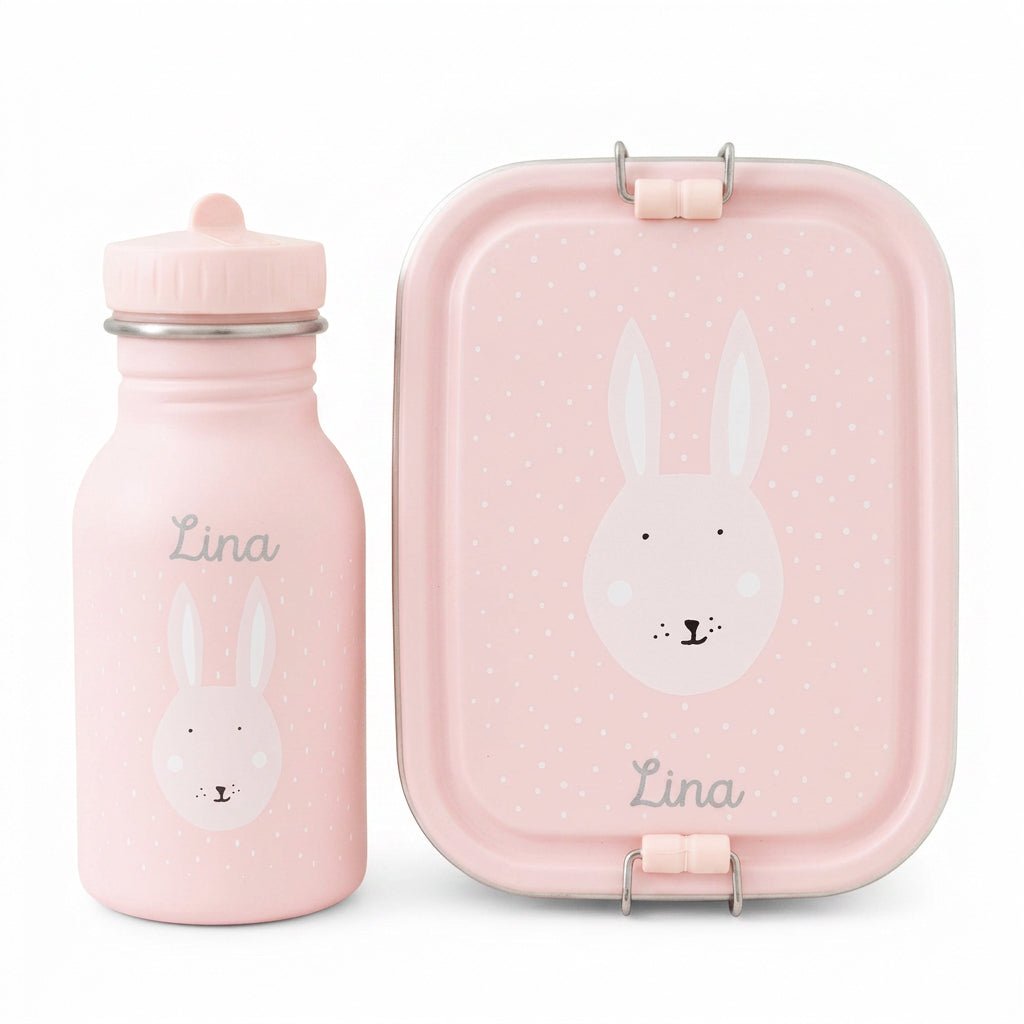 TRIXIE Lunch-Set - Brotdose & Trinkflasche - Hase - wunderwunsch