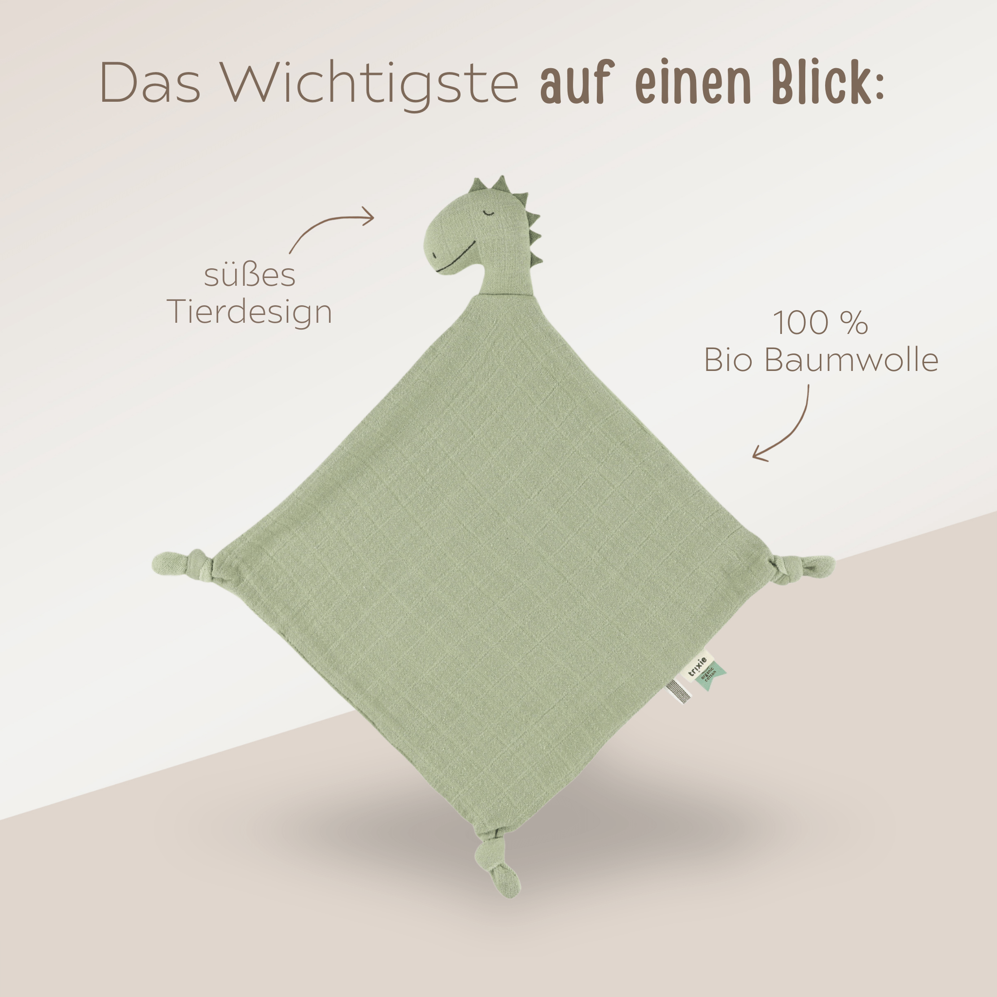 TRIXIE Schmusetuch mit Name - Hase, Dino, Löwe - wunderwunsch
