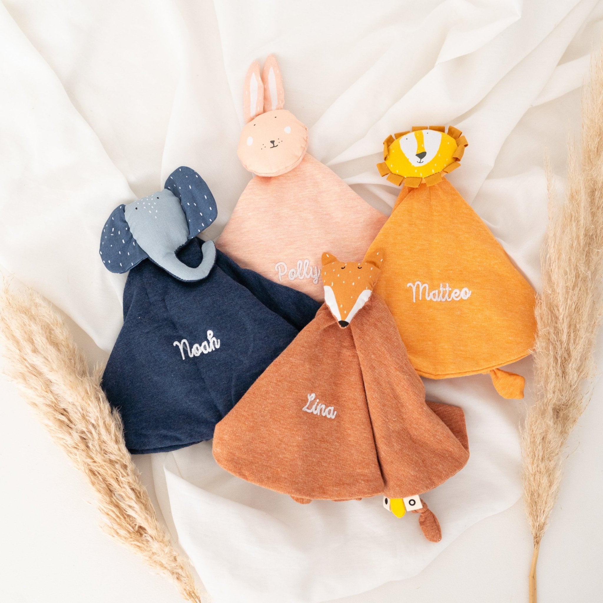 TRIXIE Schmusetuch personalisiert - Löwe, Hase, Fuchs, Elefant - wunderwunsch